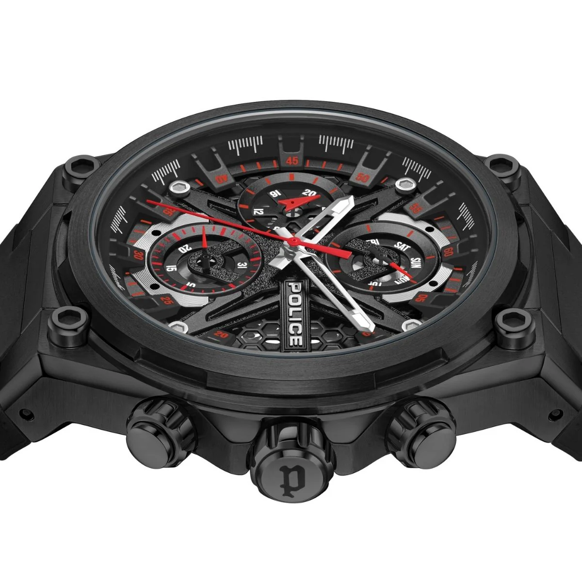 Black Case Black Dial Watch With Black Silicone Strap - Image 4