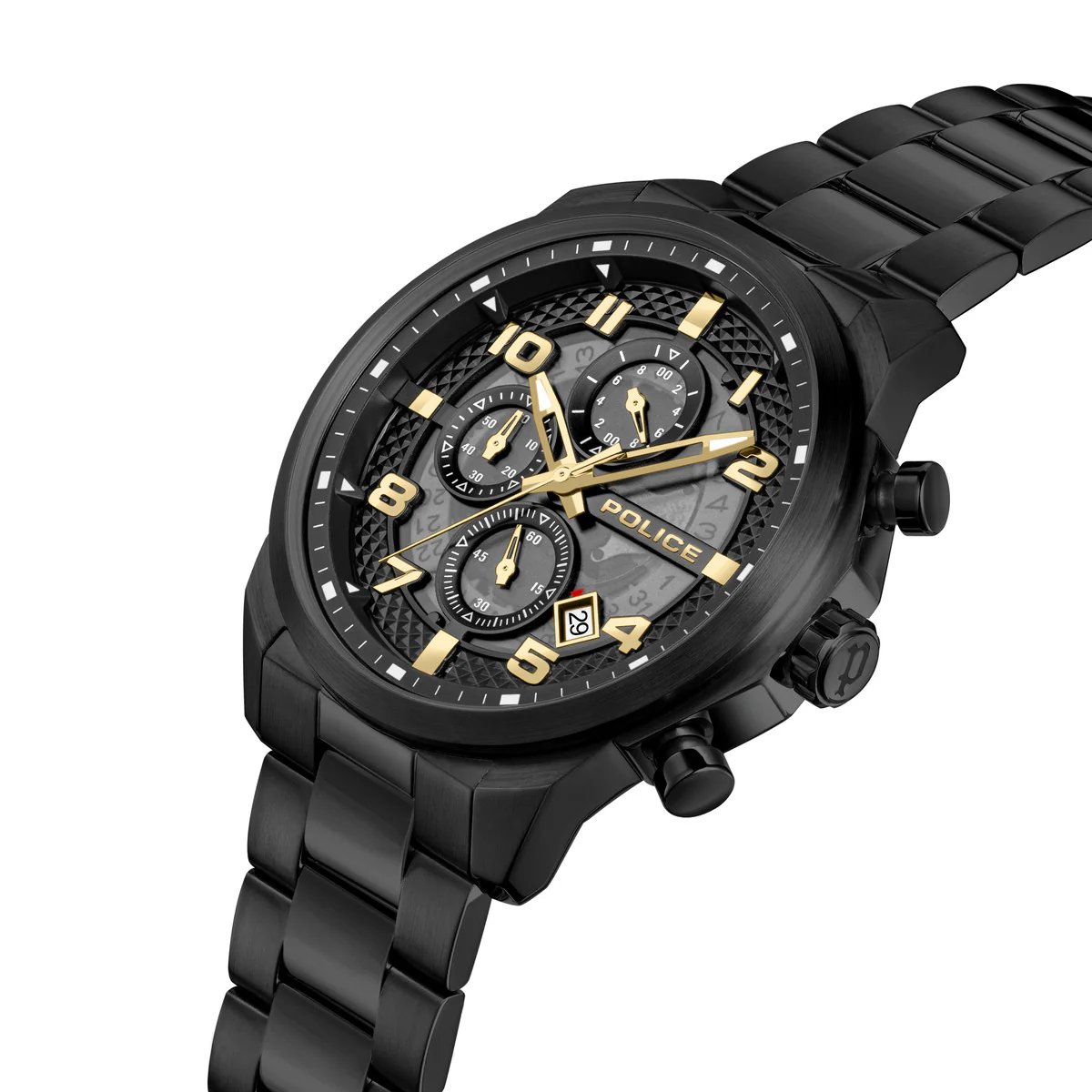 Black Case Gunmetal Gold Dial Watch With Black Strap - Black - Image 2