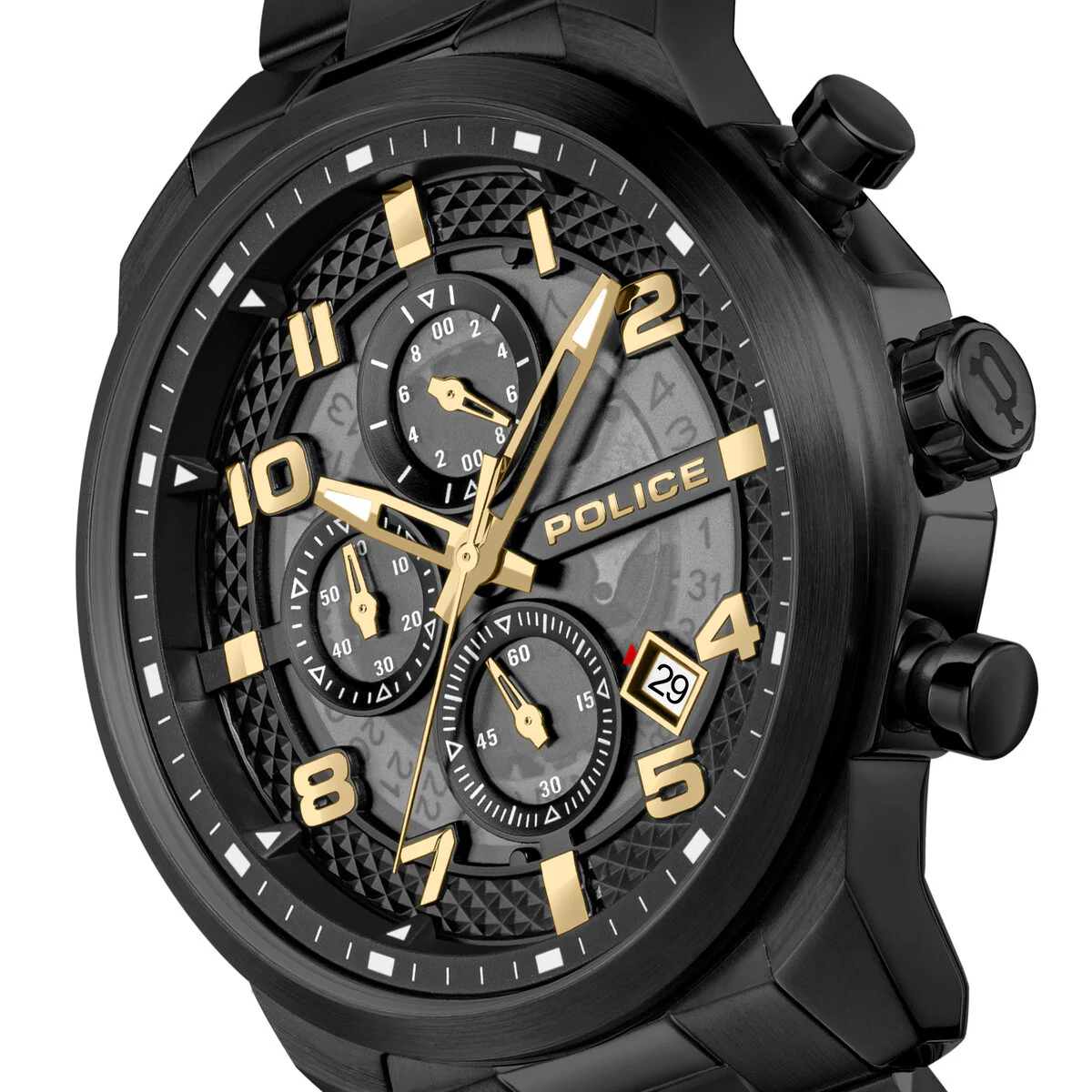 Black Case Gunmetal Gold Dial Watch With Black Strap - Black - Image 4