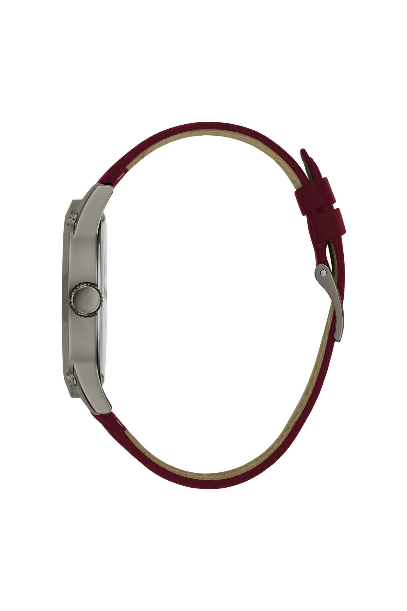 Black Case Watch With Black Dial & Burgundy Leather Strap - Black - Image 2