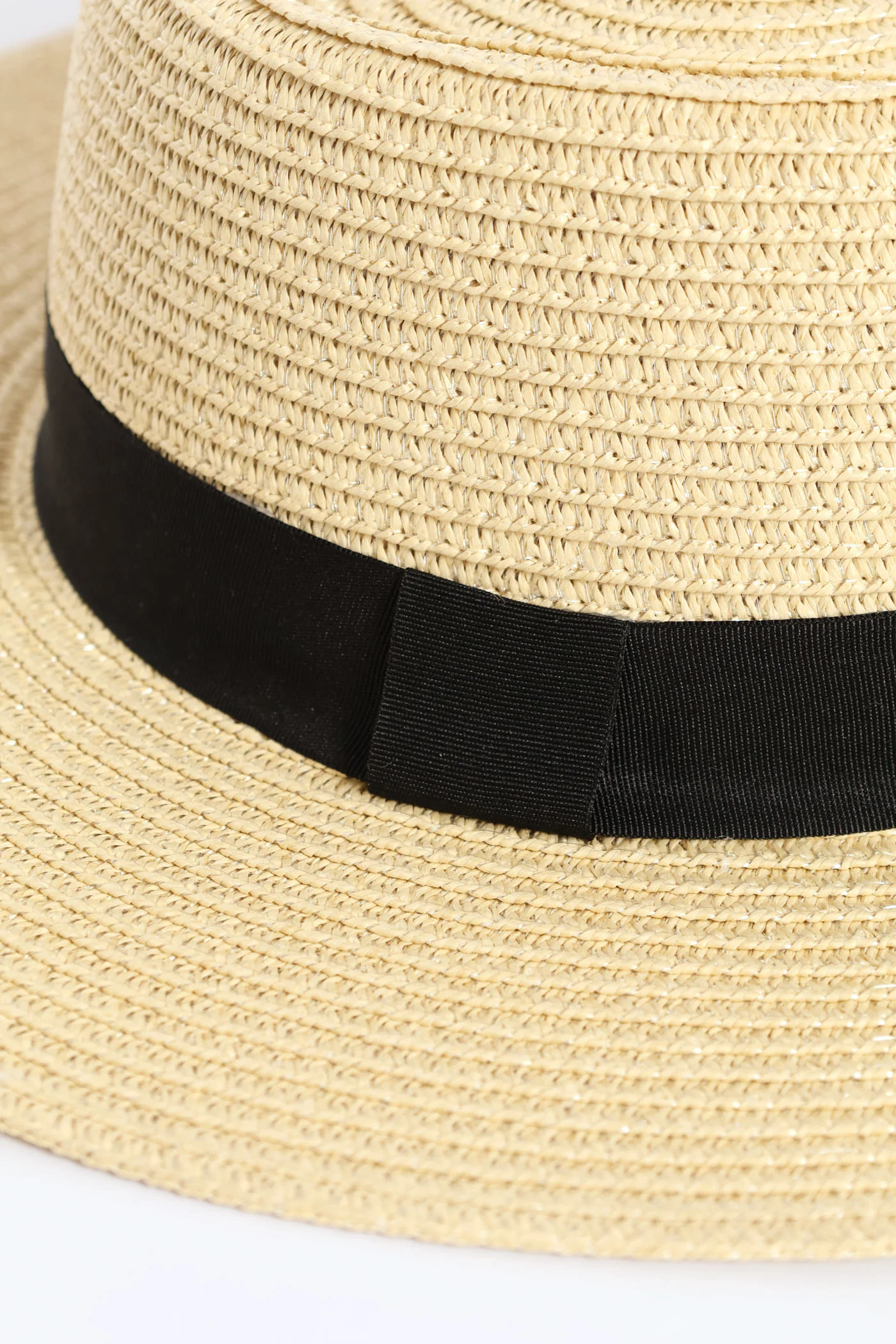 Black Ribbon Boater Hat - Sand - Image 2