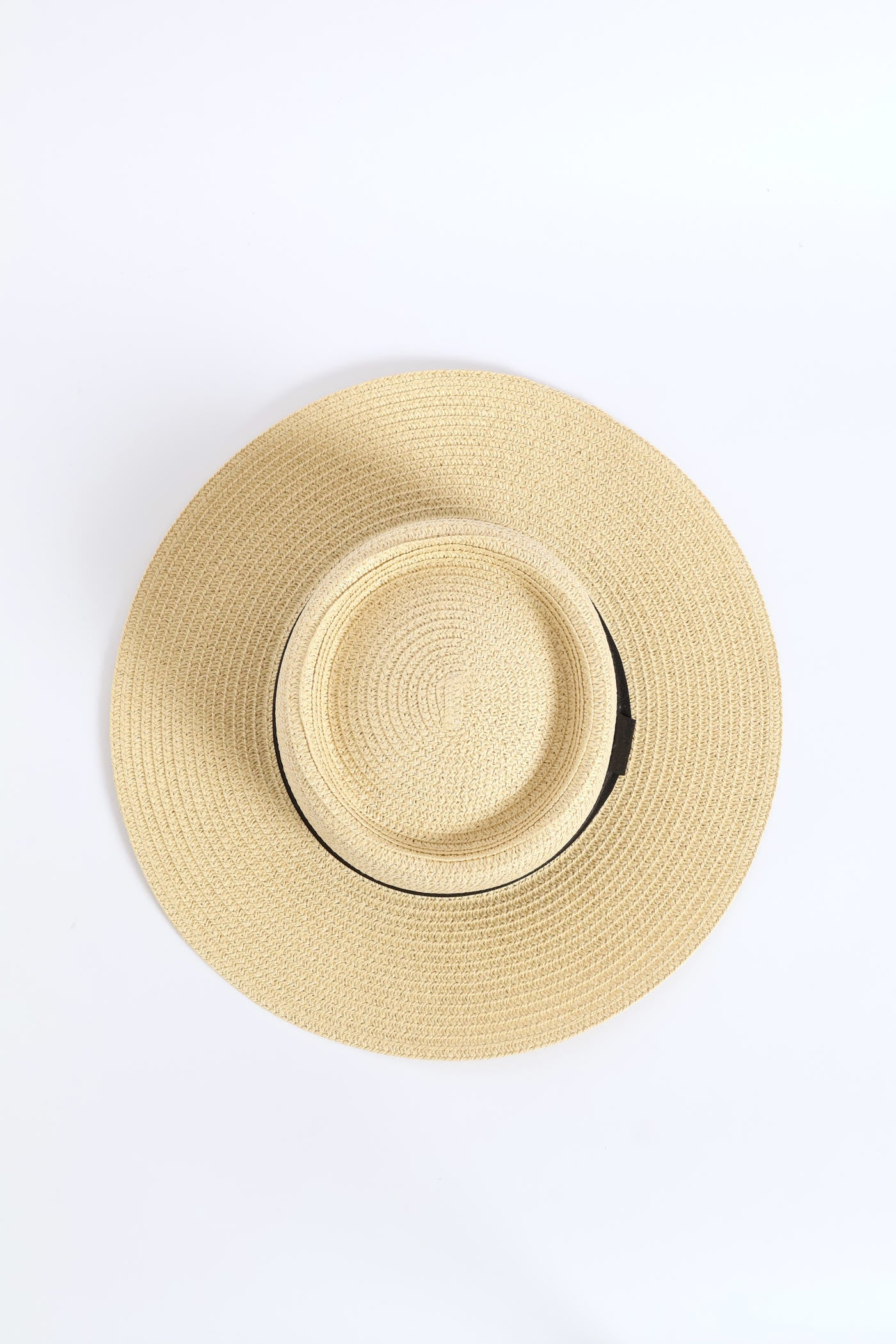 Black Ribbon Boater Hat - Sand - Image 3