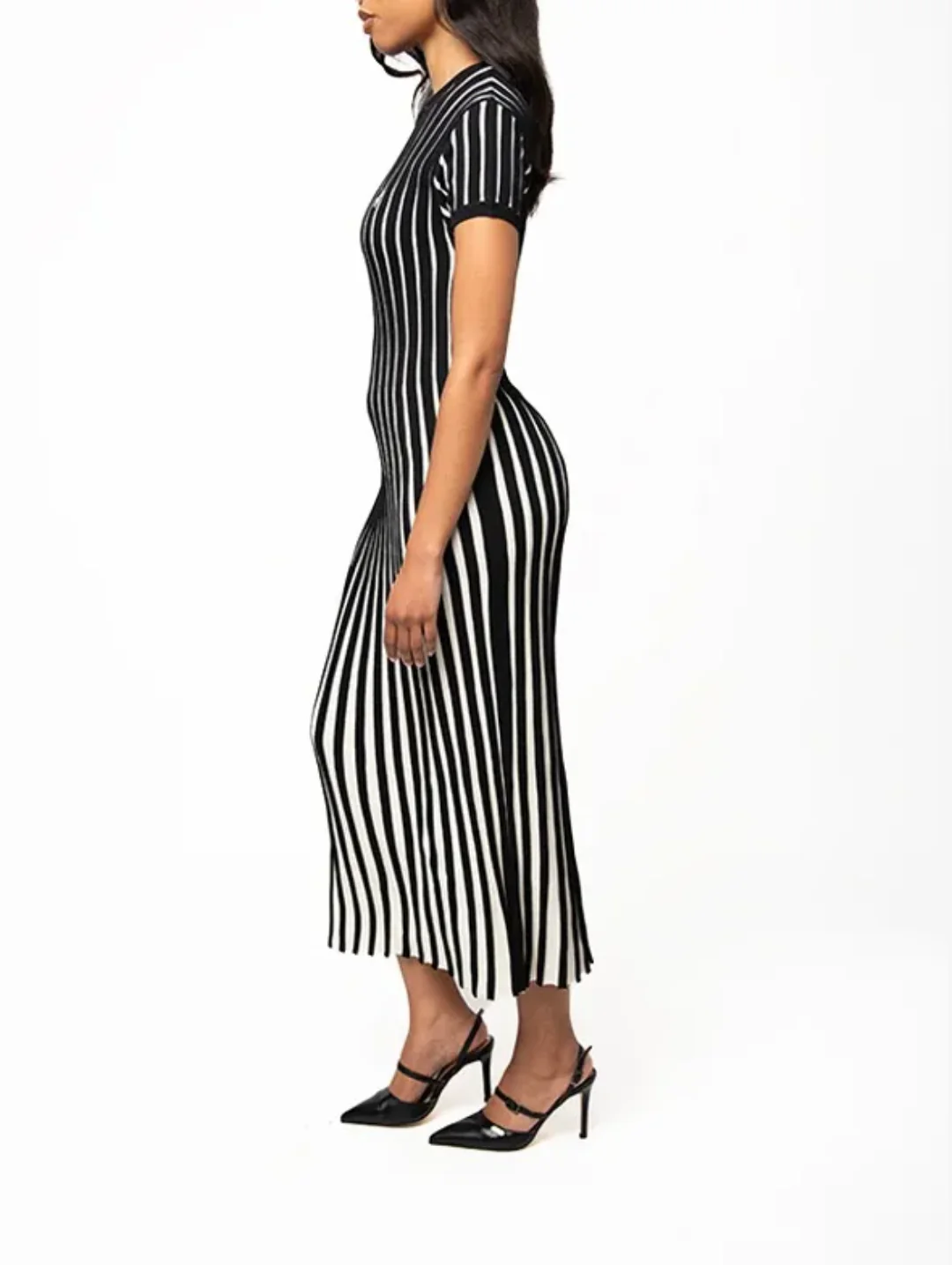 Blake Knitted Midi Dress - Black - Image 4