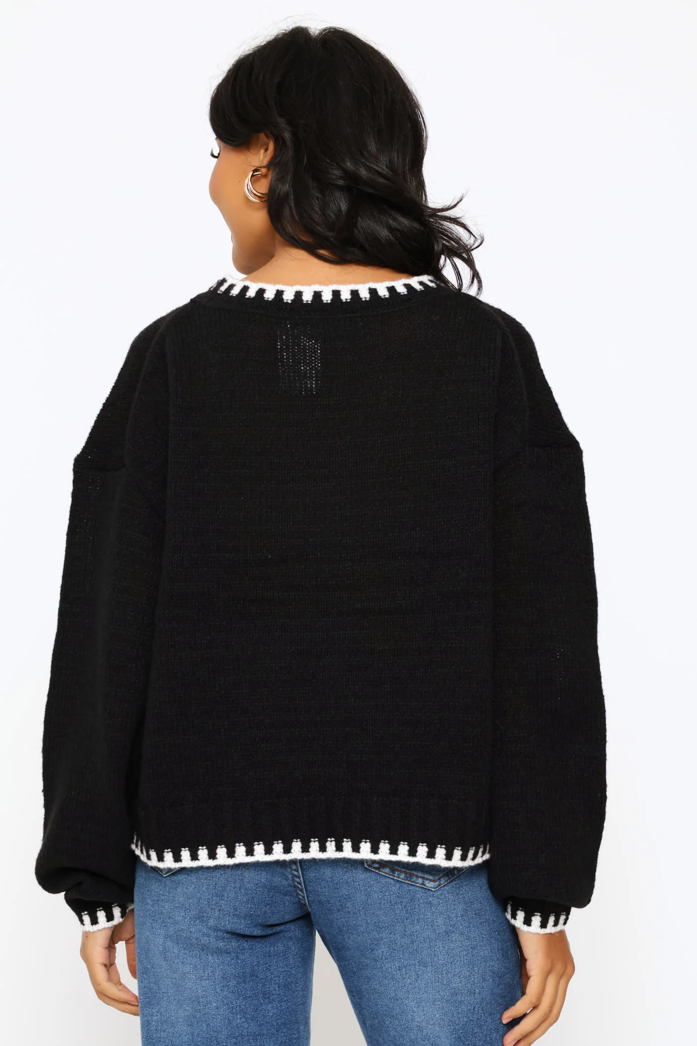 Blanket Stitch Pullover - Black - Image 4