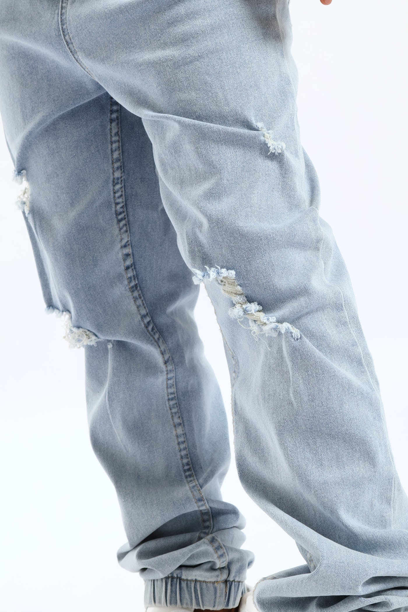 Bleach Blue Ripped Denim Jogger Jean - Blue - Image 2