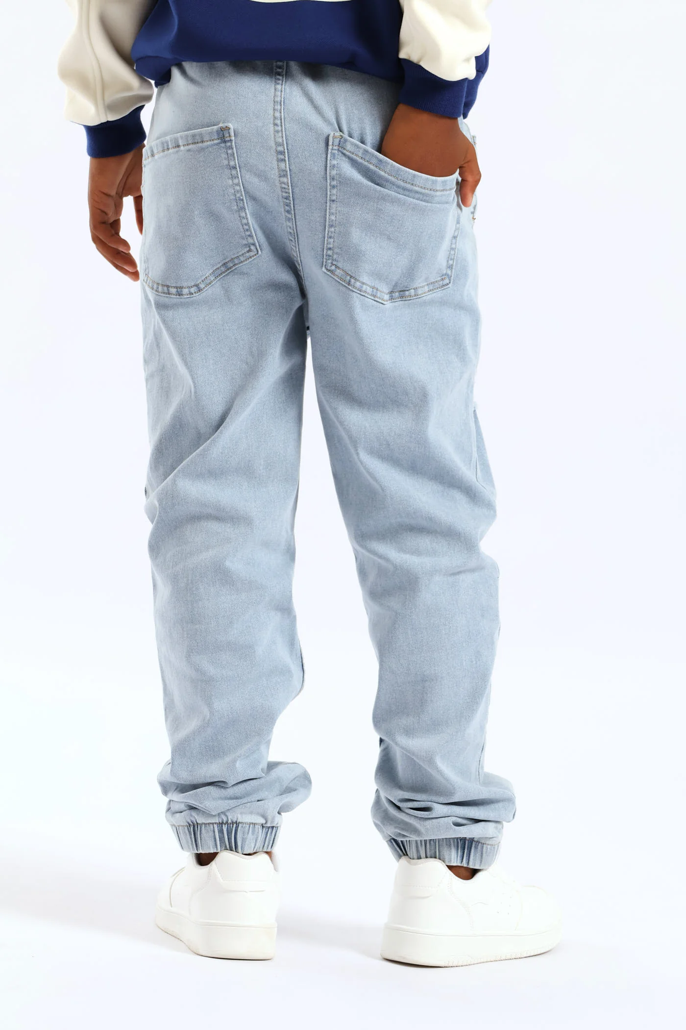 Bleach Blue Ripped Denim Jogger Jean - Blue - Image 4