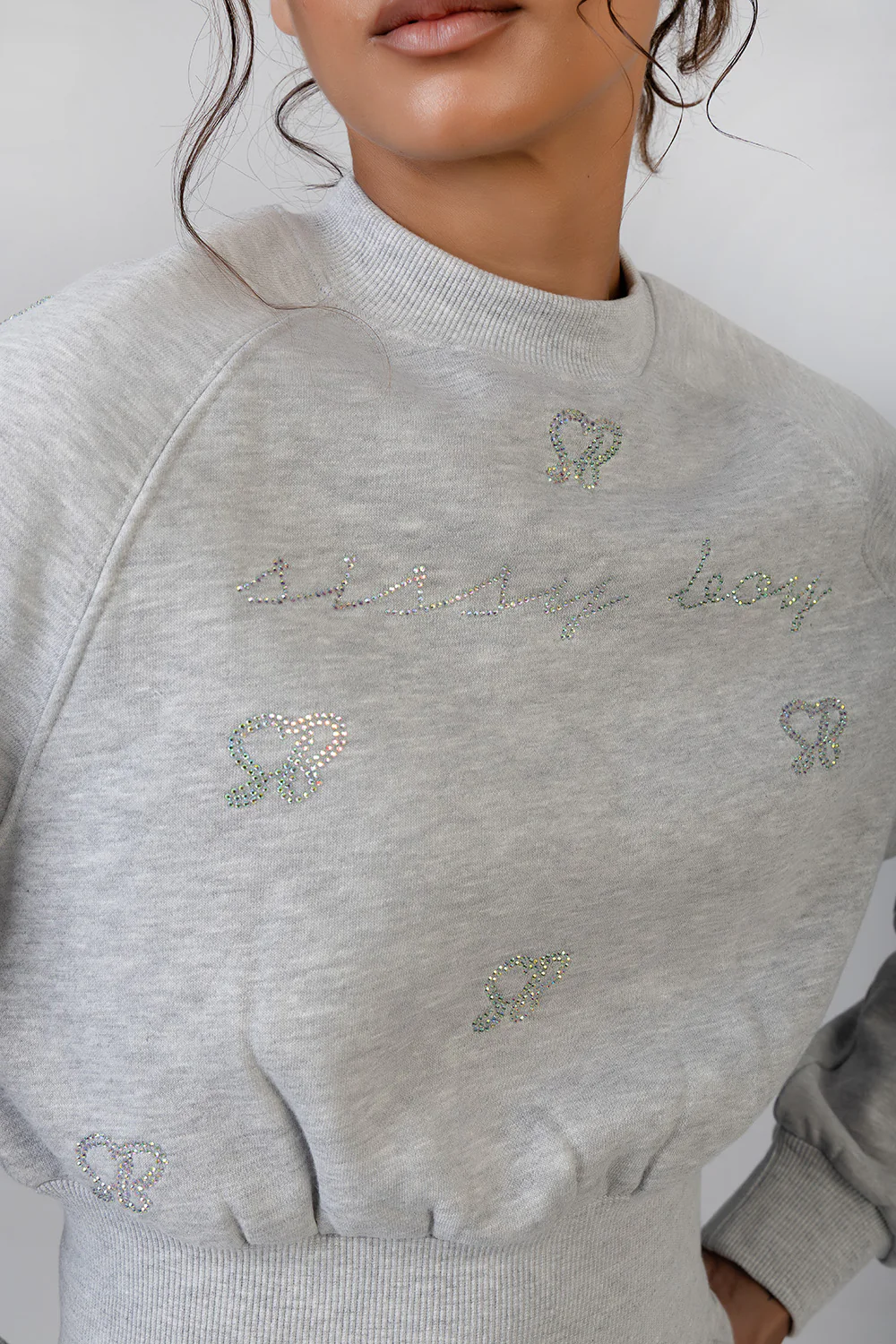 Bling Fleece Top - Grey Melange - Image 2