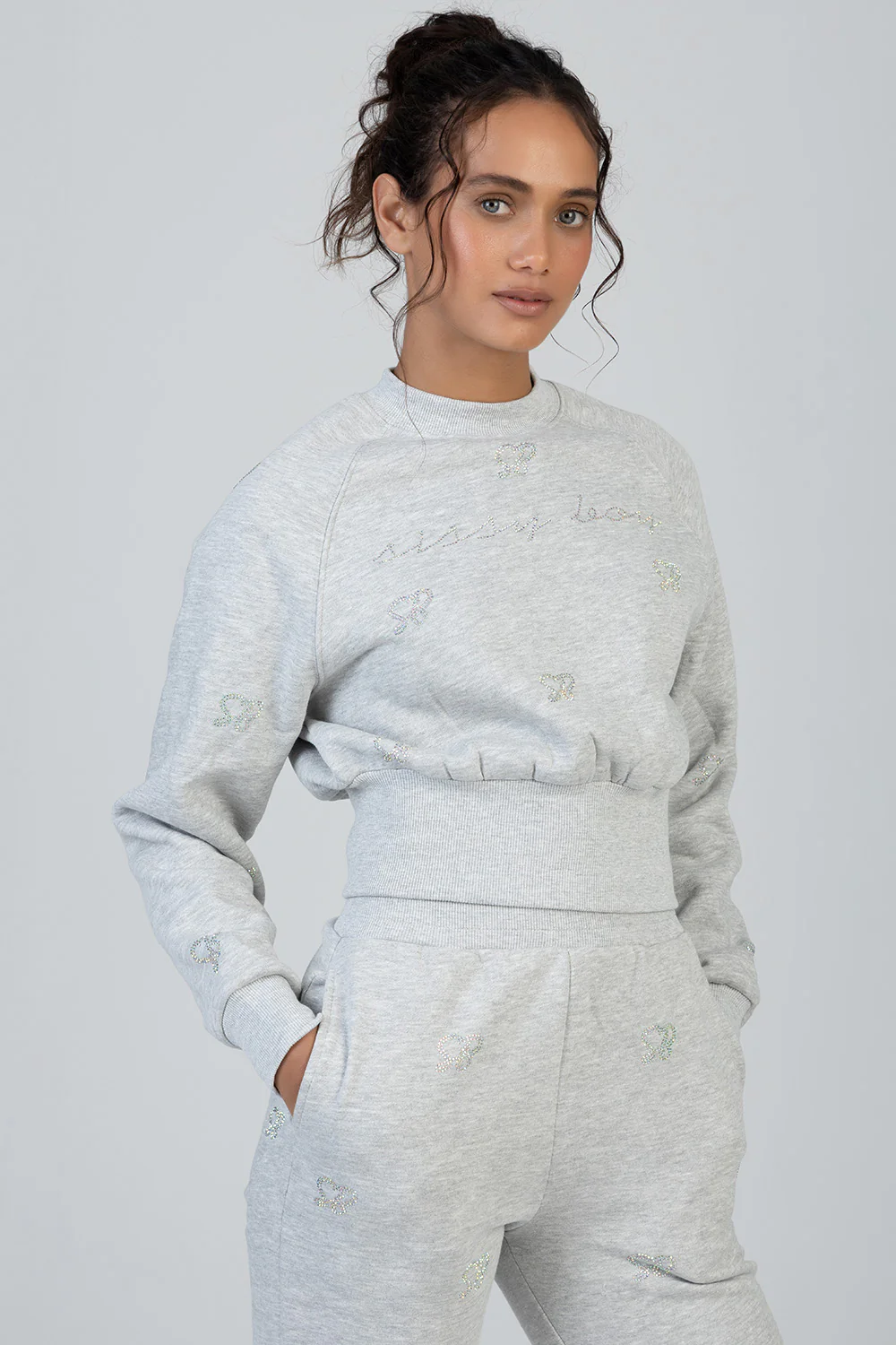 Bling Fleece Top - Grey Melange - Image 3