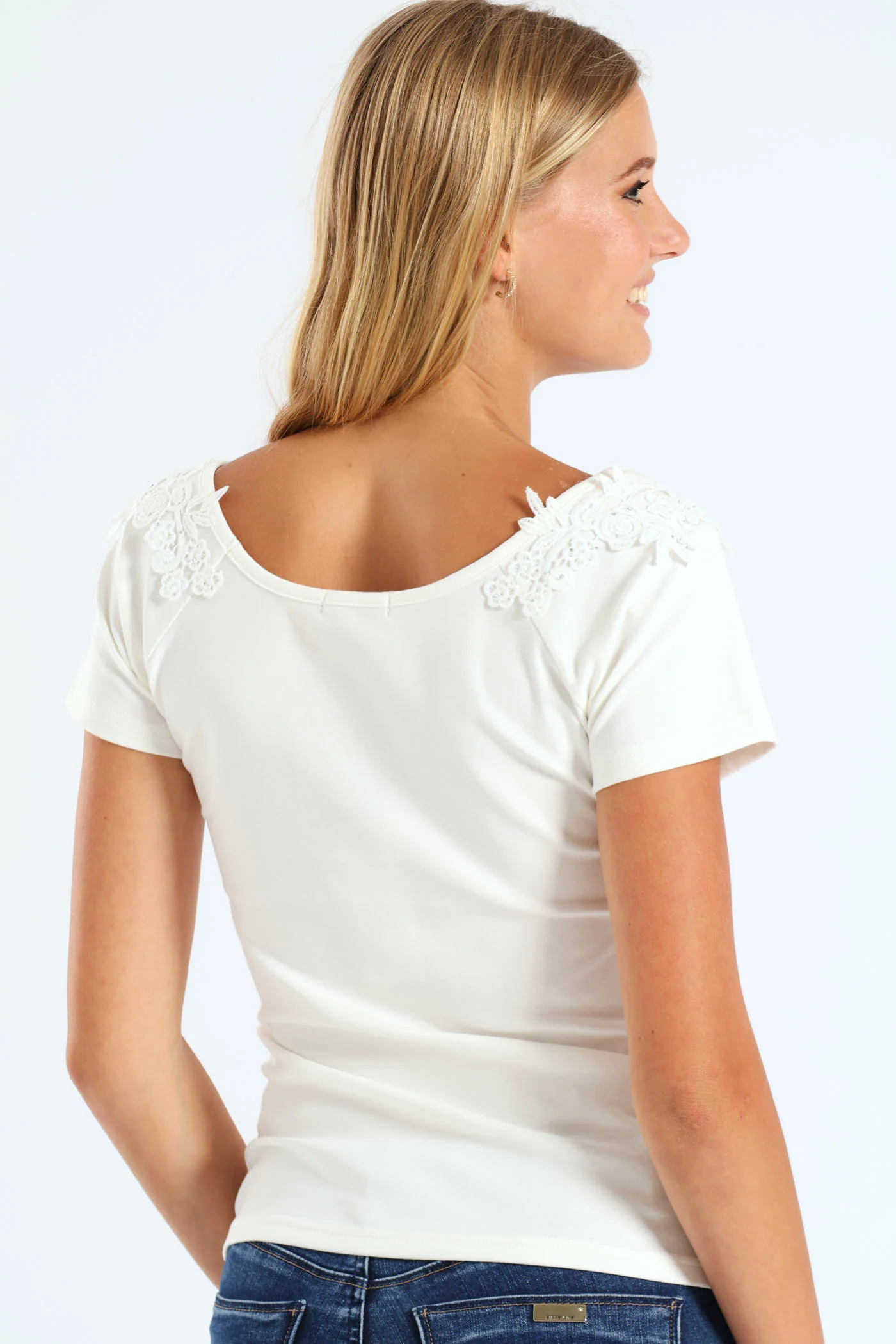 Bling Logo Top With Lace - White - Image 4