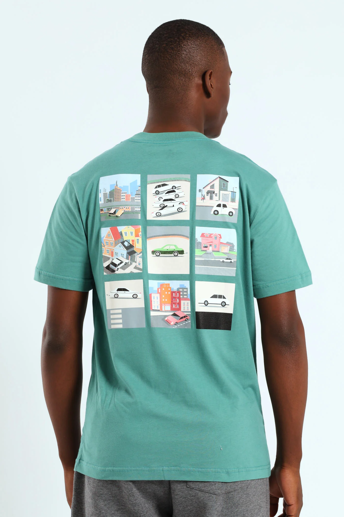 Block Car Front & Back Printed Tee - Teal - Image 2