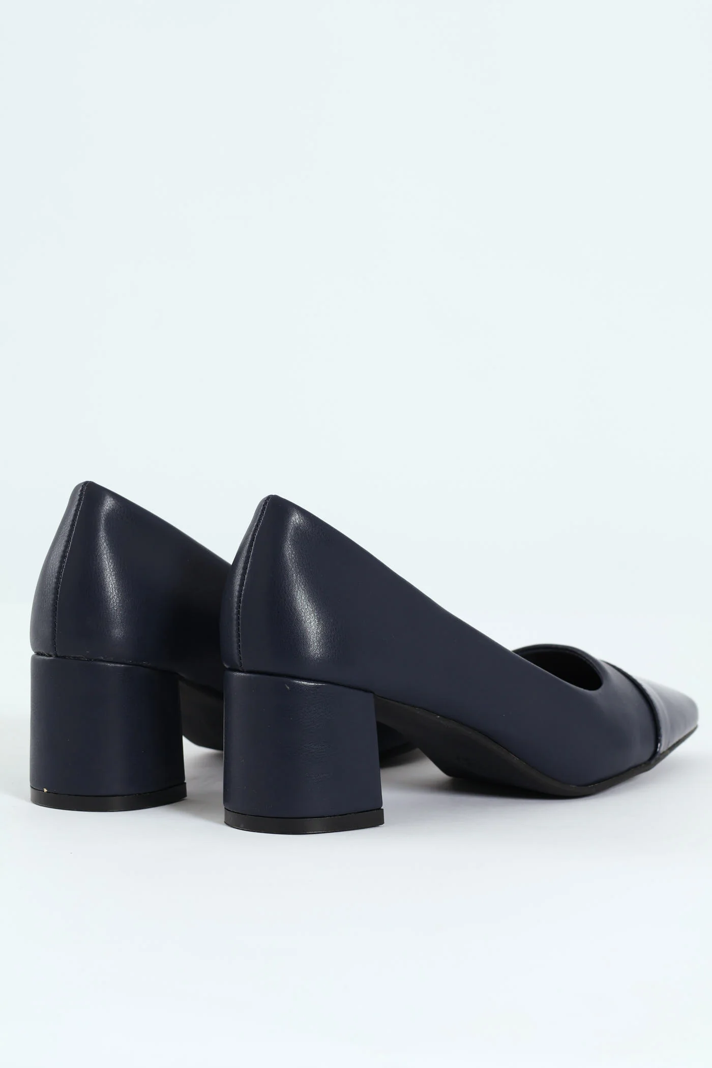 Block Court Heel - Navy - Image 4