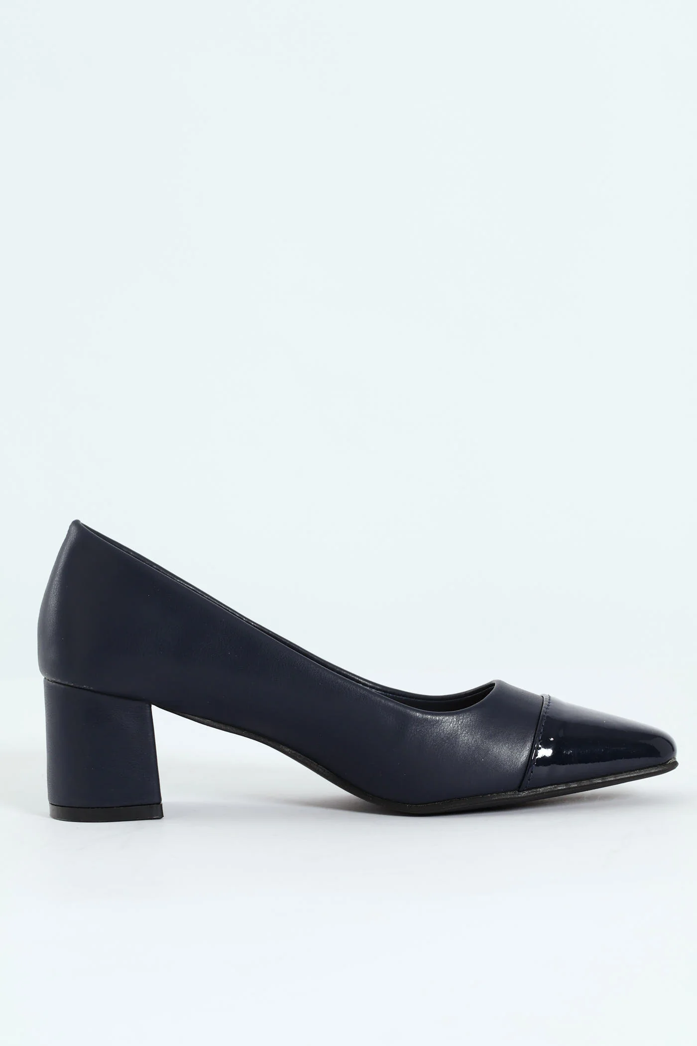 Block Court Heel - Navy - Image 5