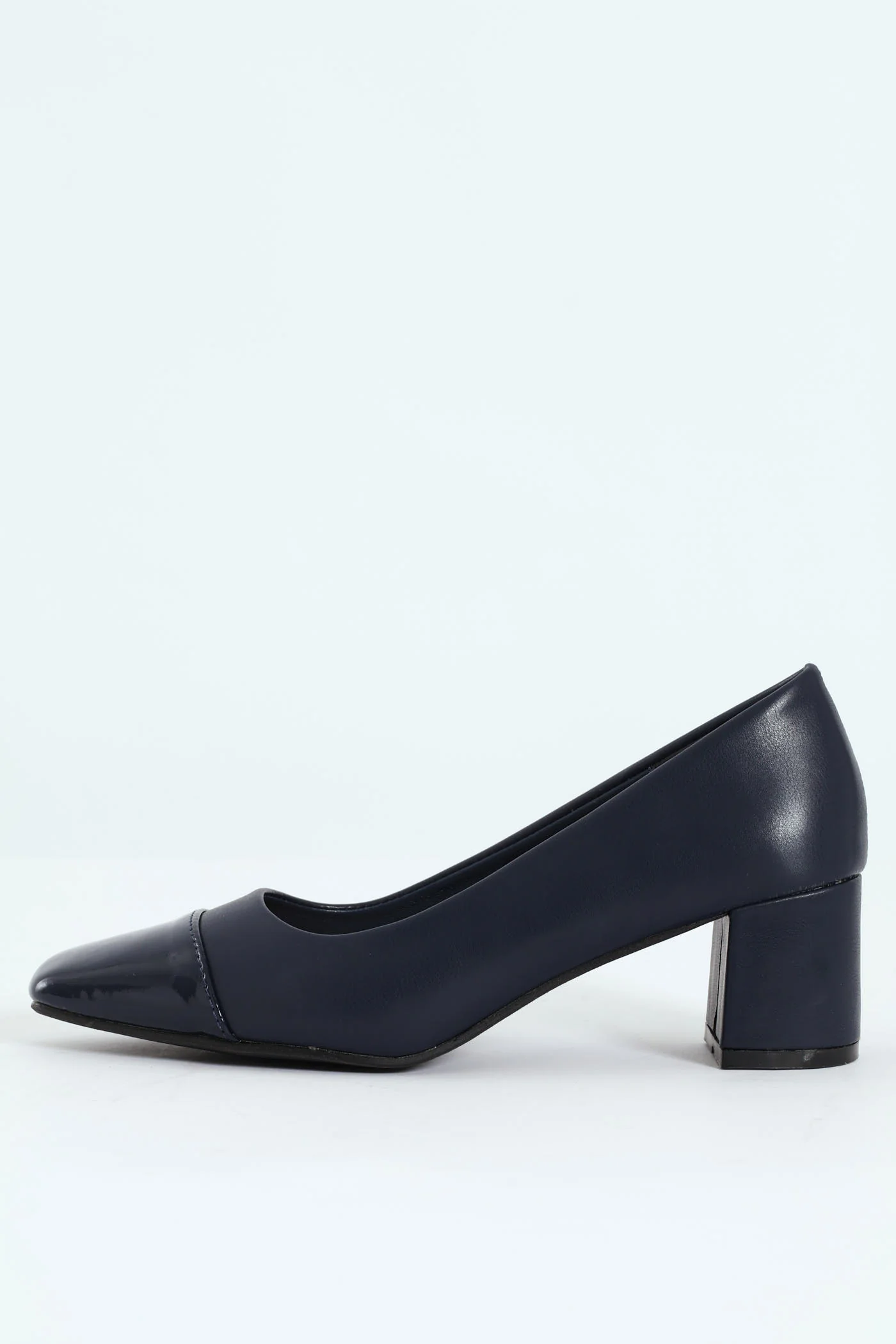 Block Court Heel - Navy - Image 6
