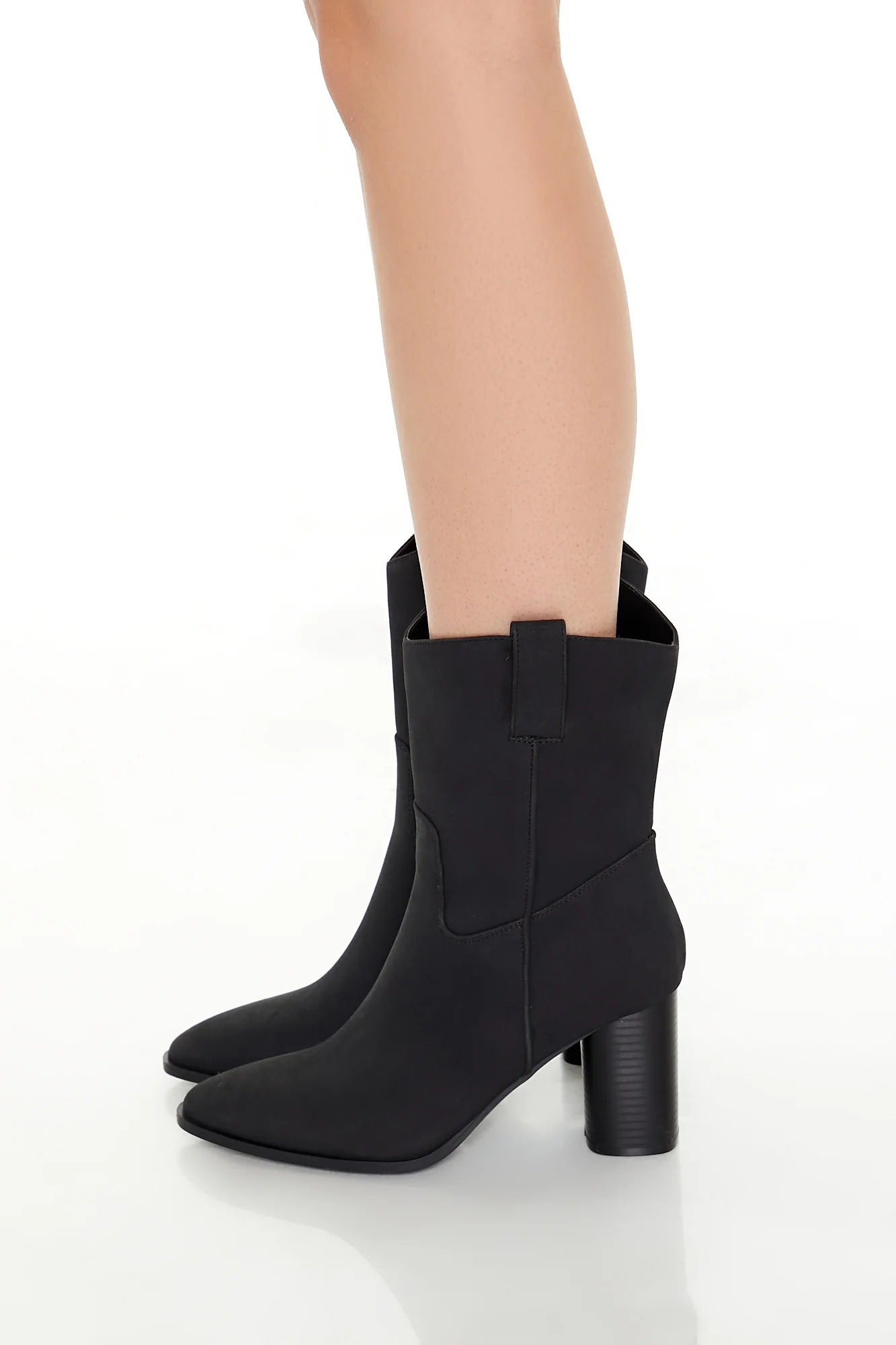 Block Heel Mid Shaft Boot - Black - Image 2