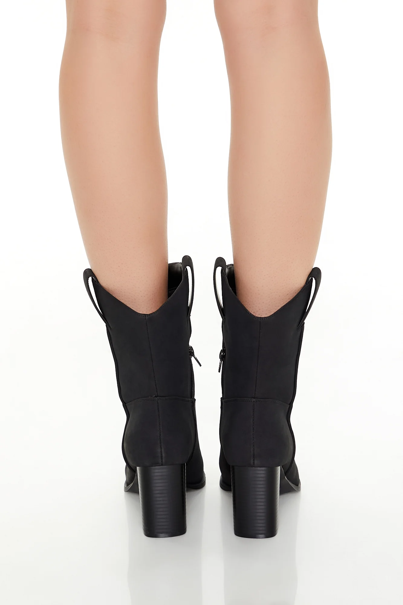 Block Heel Mid Shaft Boot - Black - Image 4