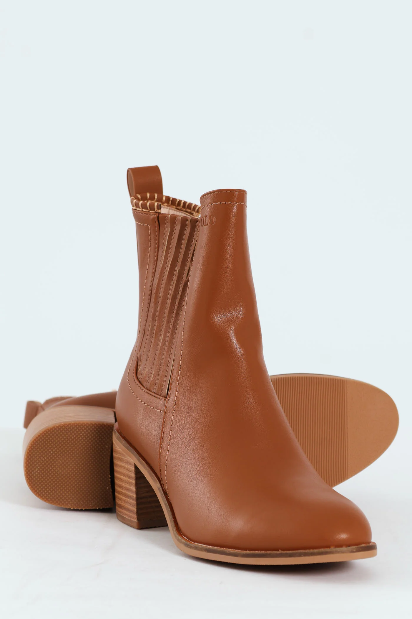 Block Heel Side Gusset Chelsea Boot - Brown - Image 3