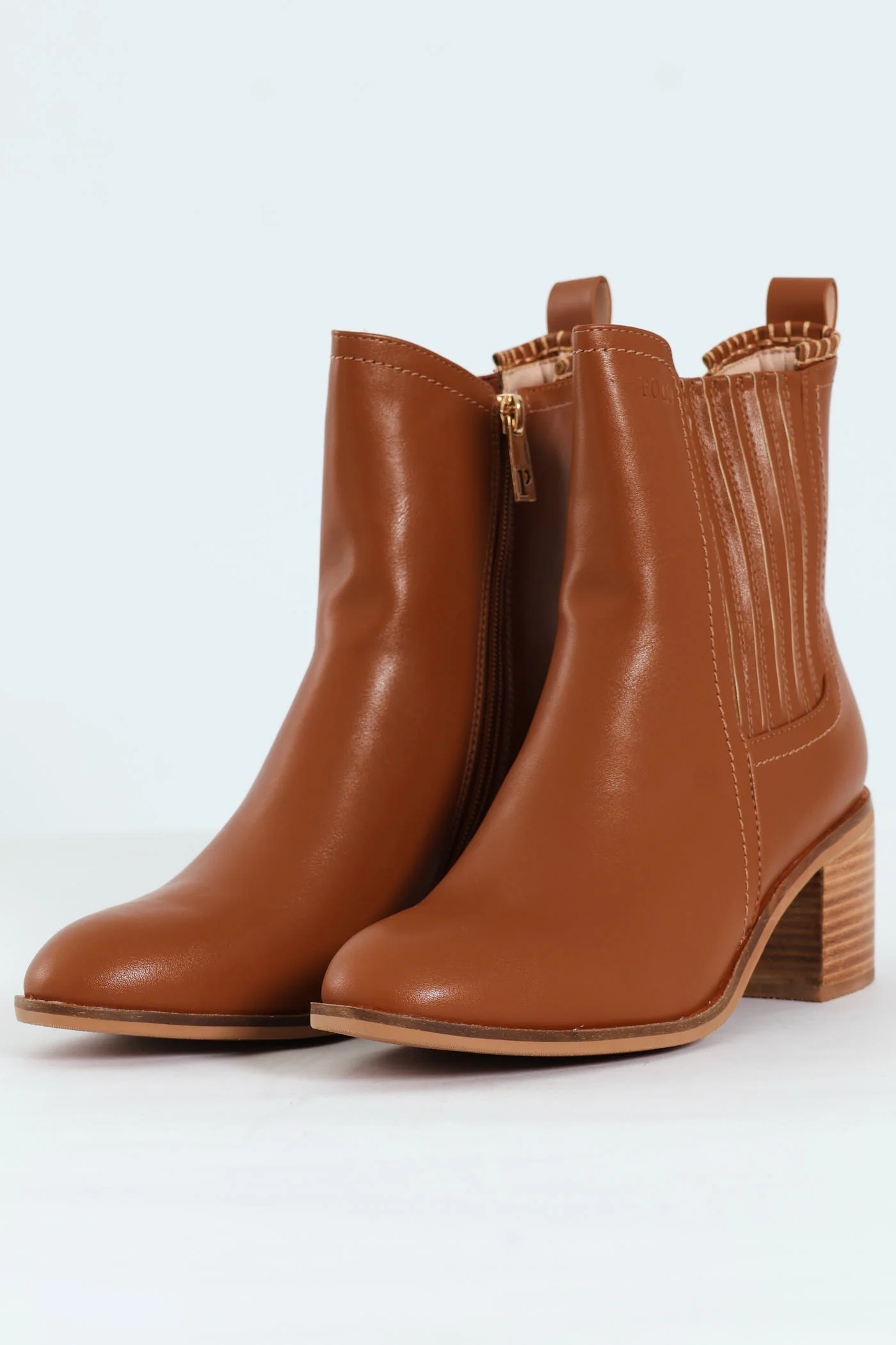 Block Heel Side Gusset Chelsea Boot - Brown - Image 6