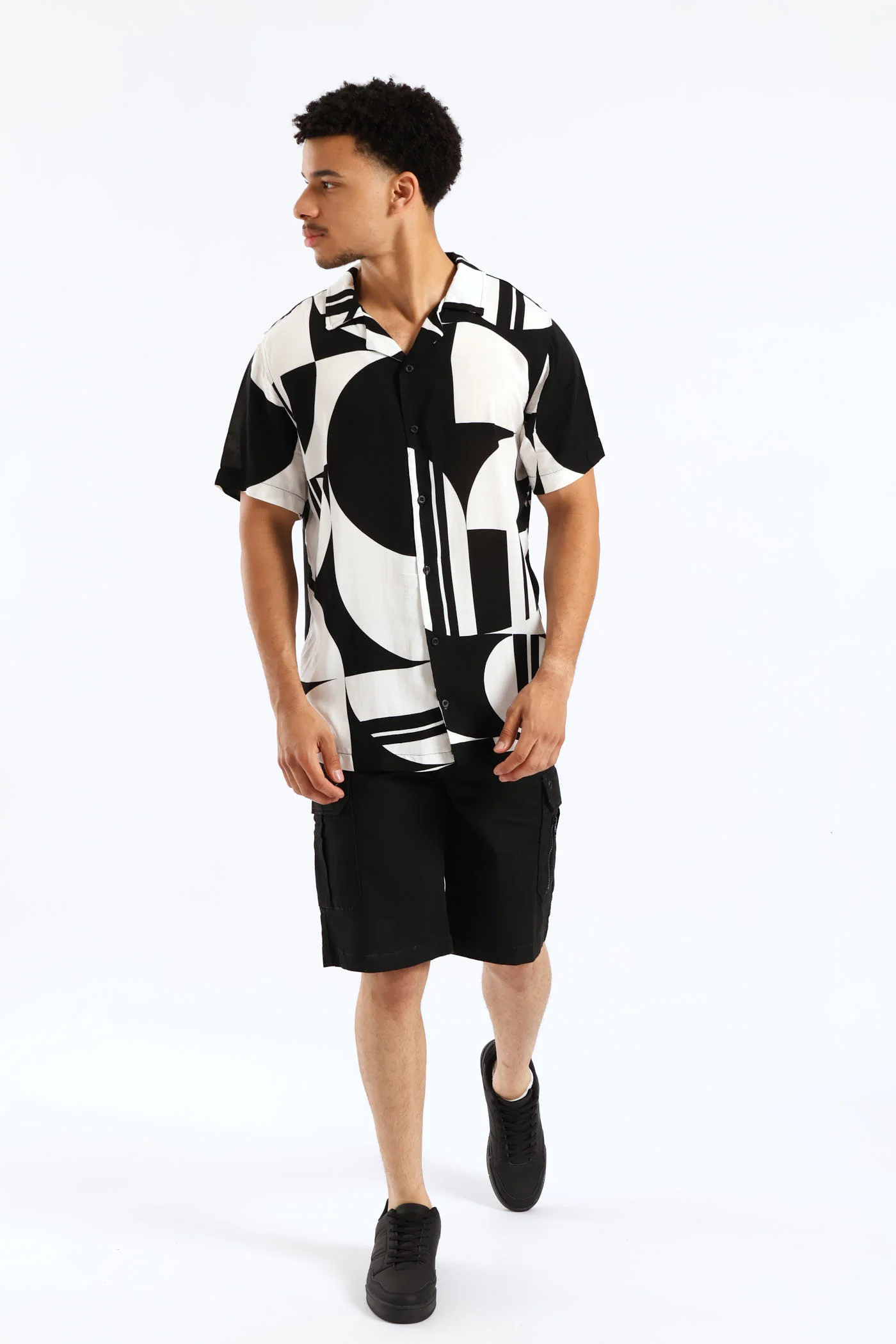 Block Stretch Viscose Shirt - Black - Image 5