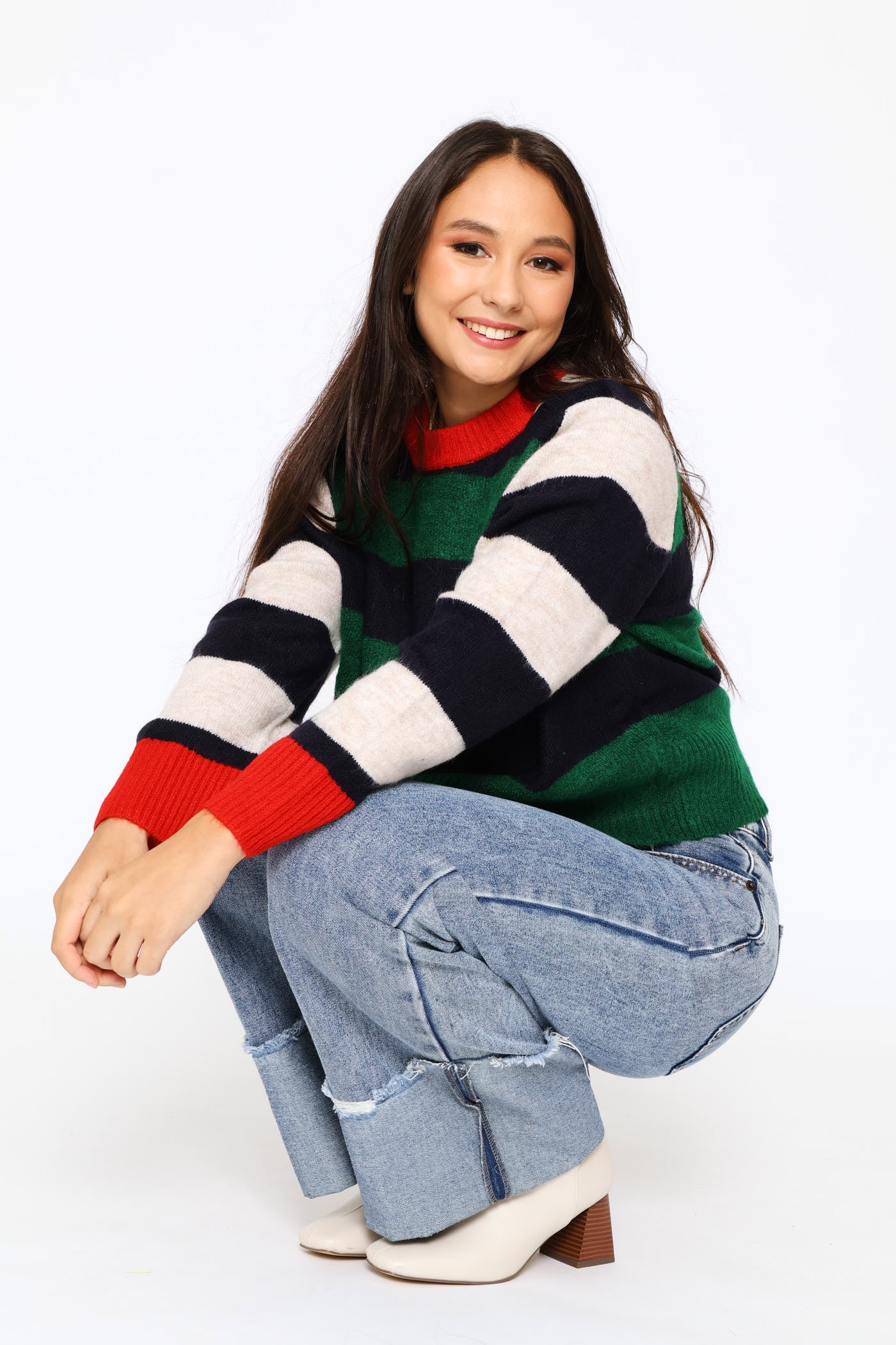 Block Stripe Crew Pullover - Bottle Green - Image 3