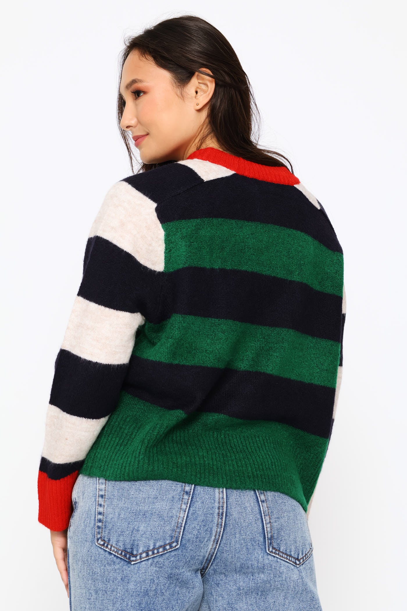 Block Stripe Crew Pullover - Bottle Green - Image 5