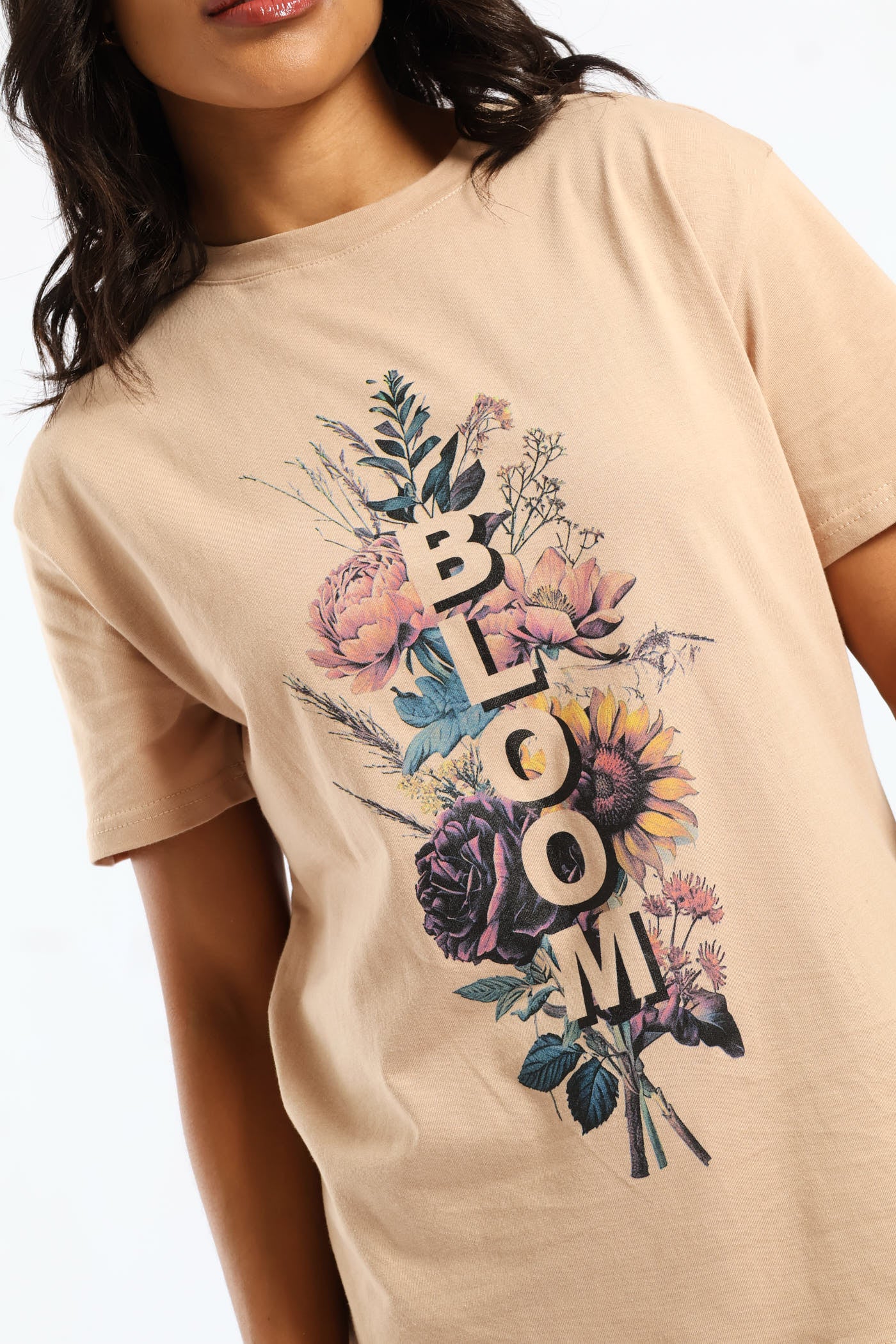 Bloom Autumn Bouquet Tee - Light Taupe - Image 3