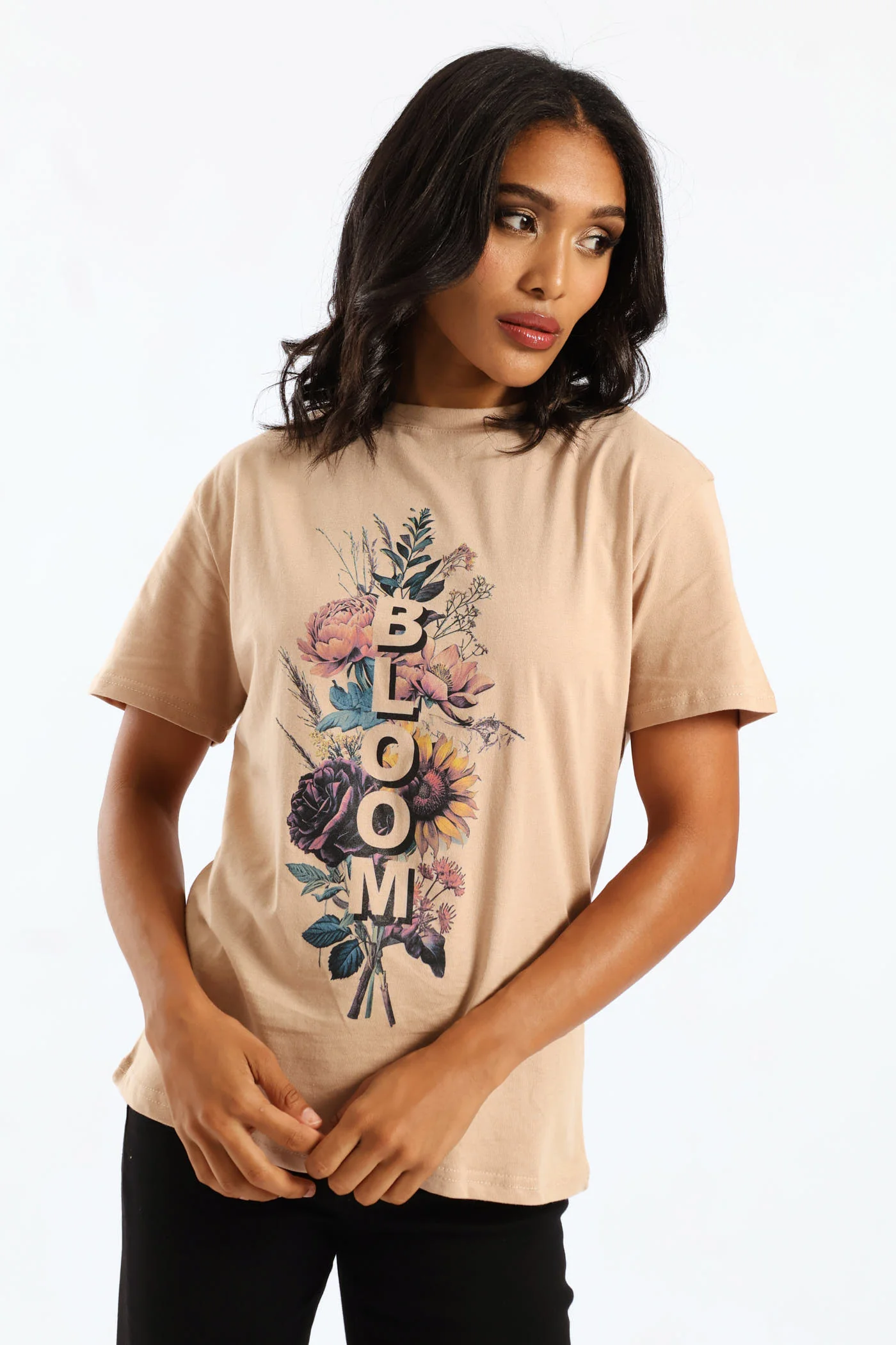 Bloom Autumn Bouquet Tee - Light Taupe - Image 4