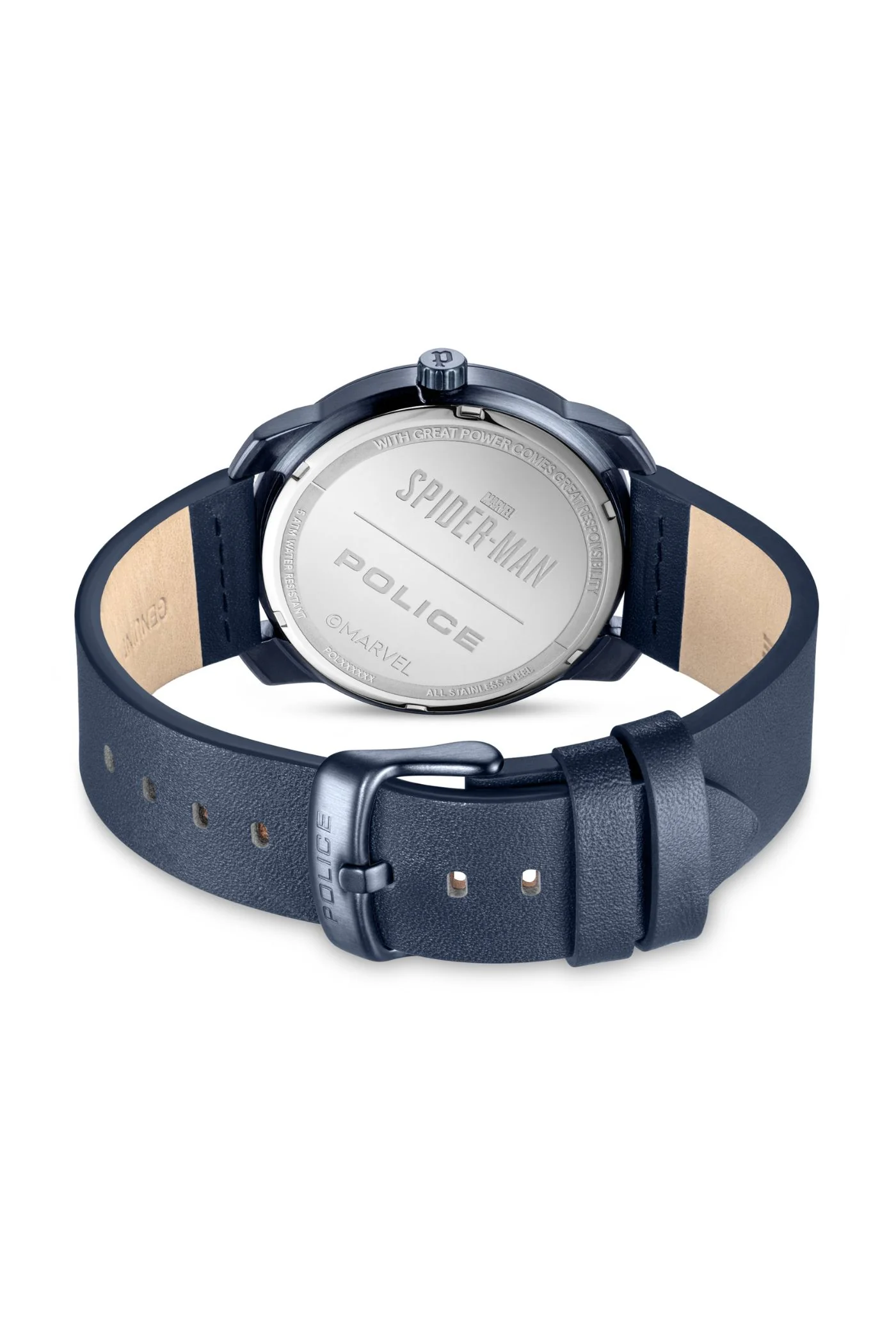 3D Spiderman Logo Leather Strap Watch - Blue - Image 3