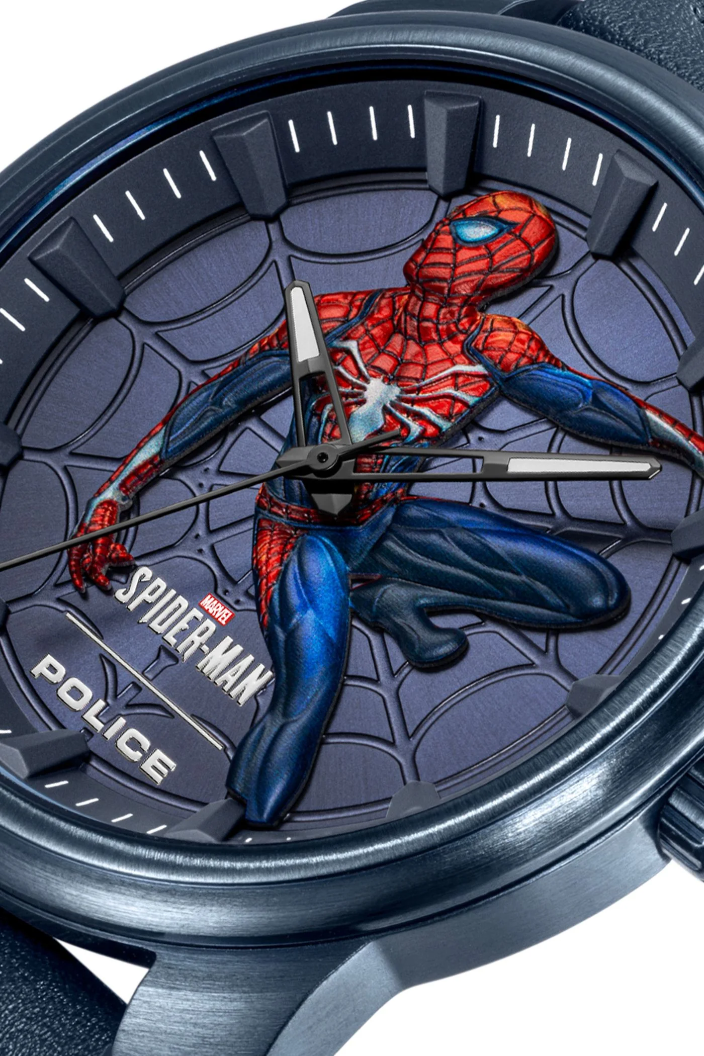3D Spiderman Logo Leather Strap Watch - Blue - Image 4