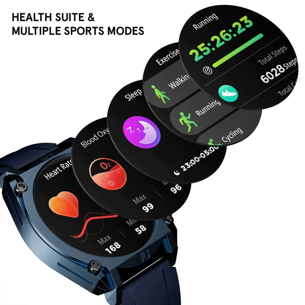 Blue Case & LED Screen Smart Watch With Blue Strap - Blue - Image 4