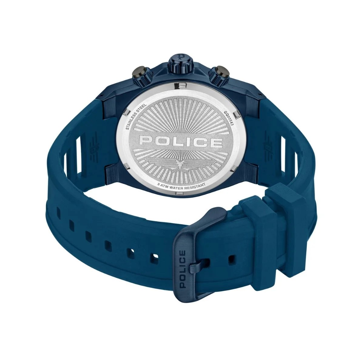 Blue Case Gunmetal Dial Watch With Blue Silicon Strap - Image 3