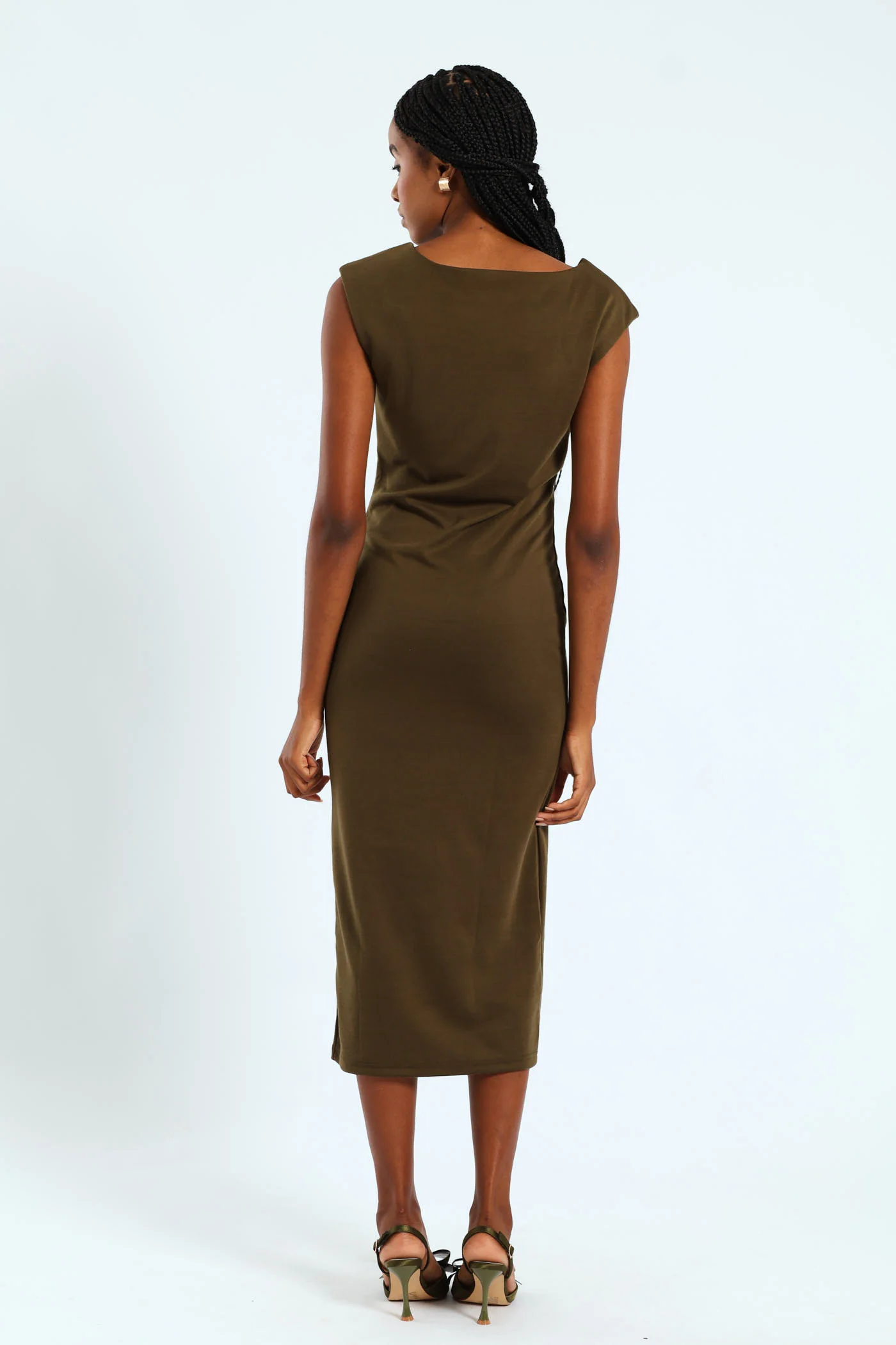 Boatneck Column Midaxi Dress - Fatigue - Image 2
