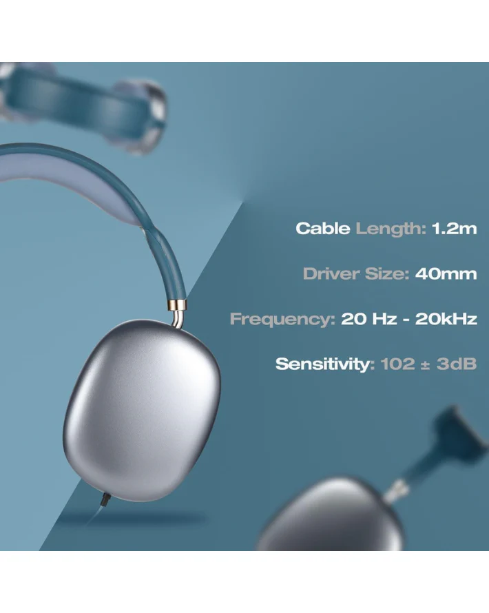 Zenith Series Aux Headphones Blue - Image 7