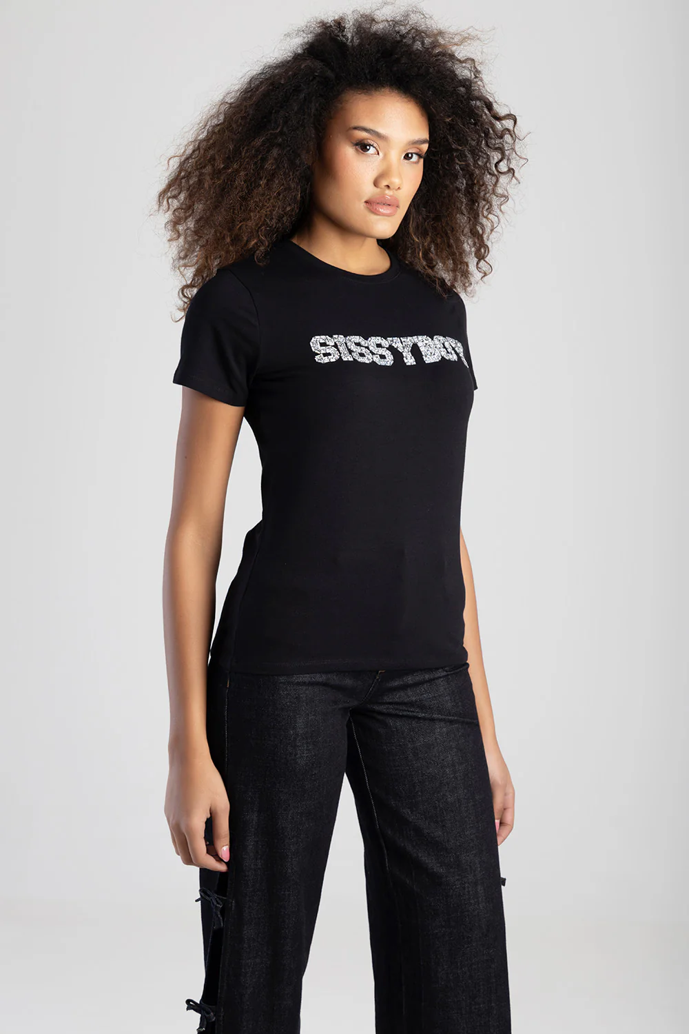 Bold Move Regular Fit Top With Bling Design - Black - Image 3