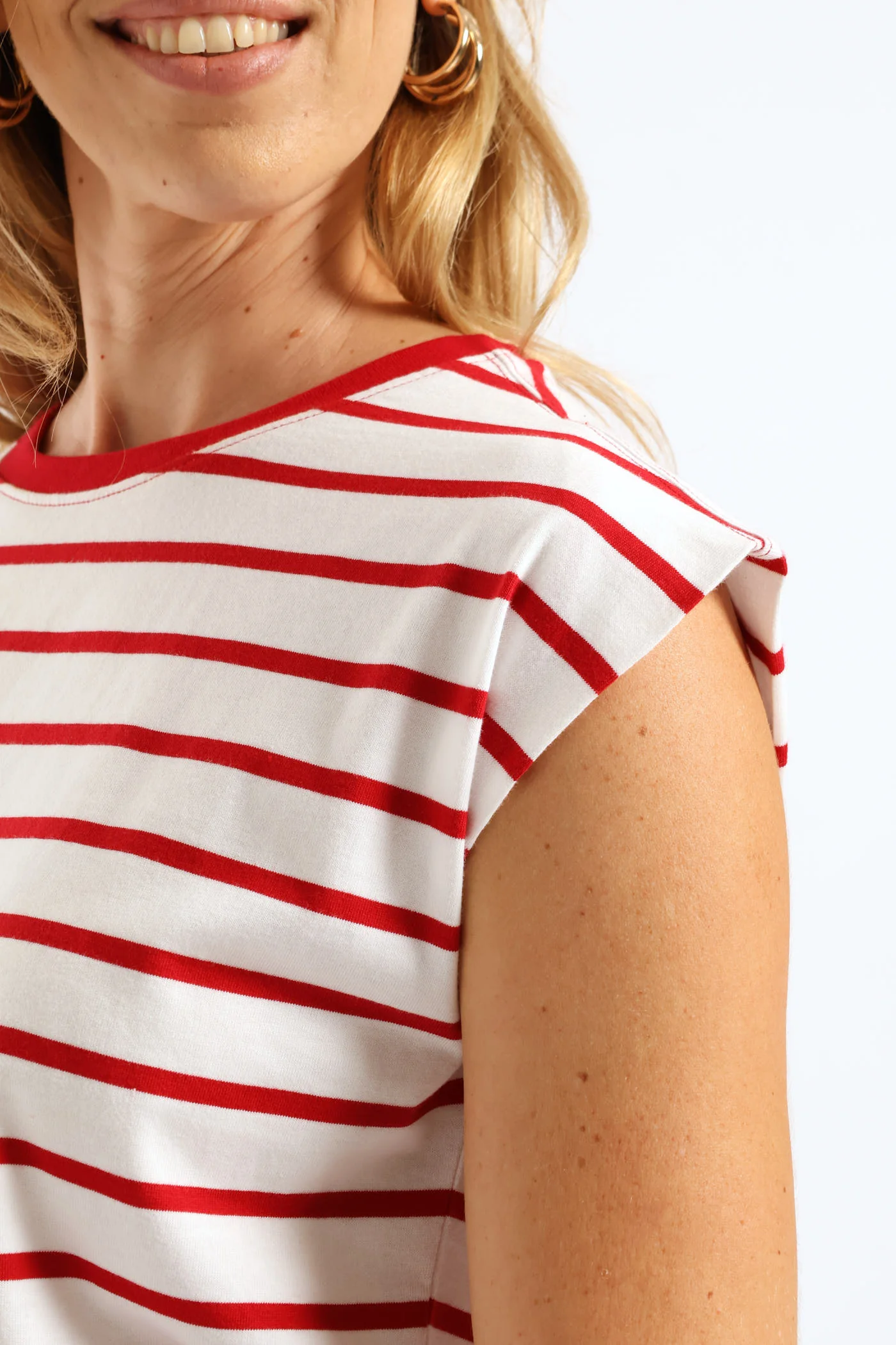 Bold Stripe Boxy Muscle Tee - White/Red - Image 6