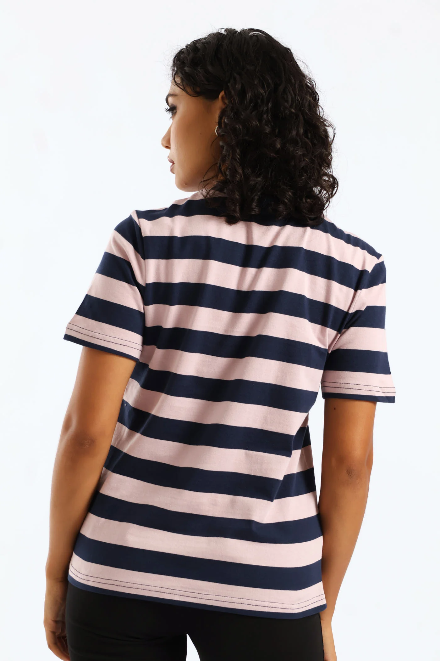 Bold Stripe Boxy Tee - Mauve/Navy - Image 5