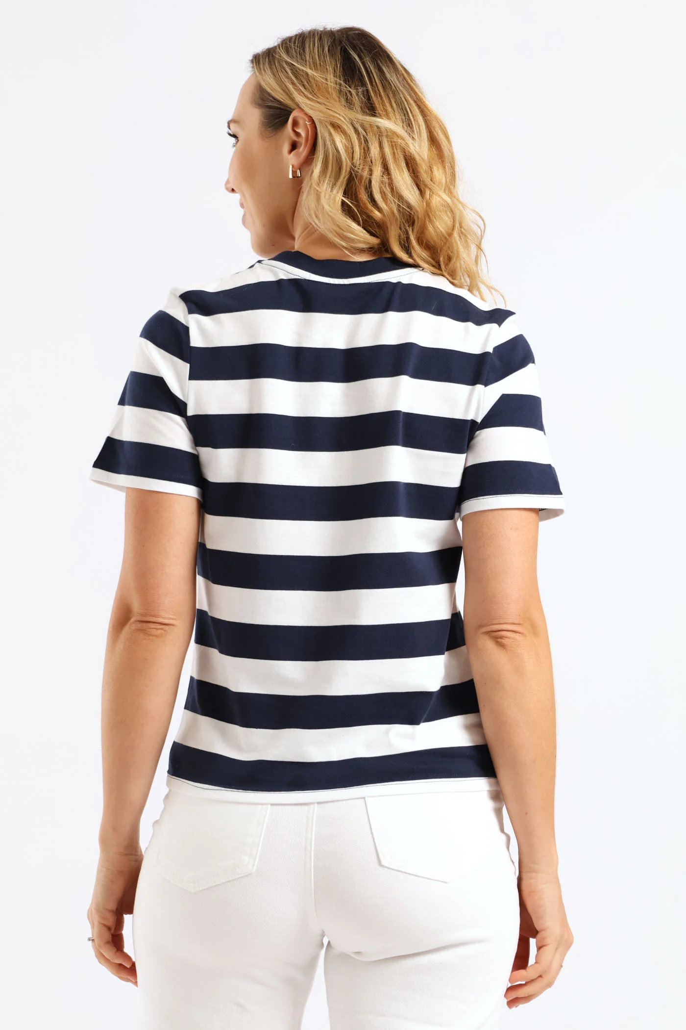 Bold Stripe Boxy Tee - Navy/White - Image 2