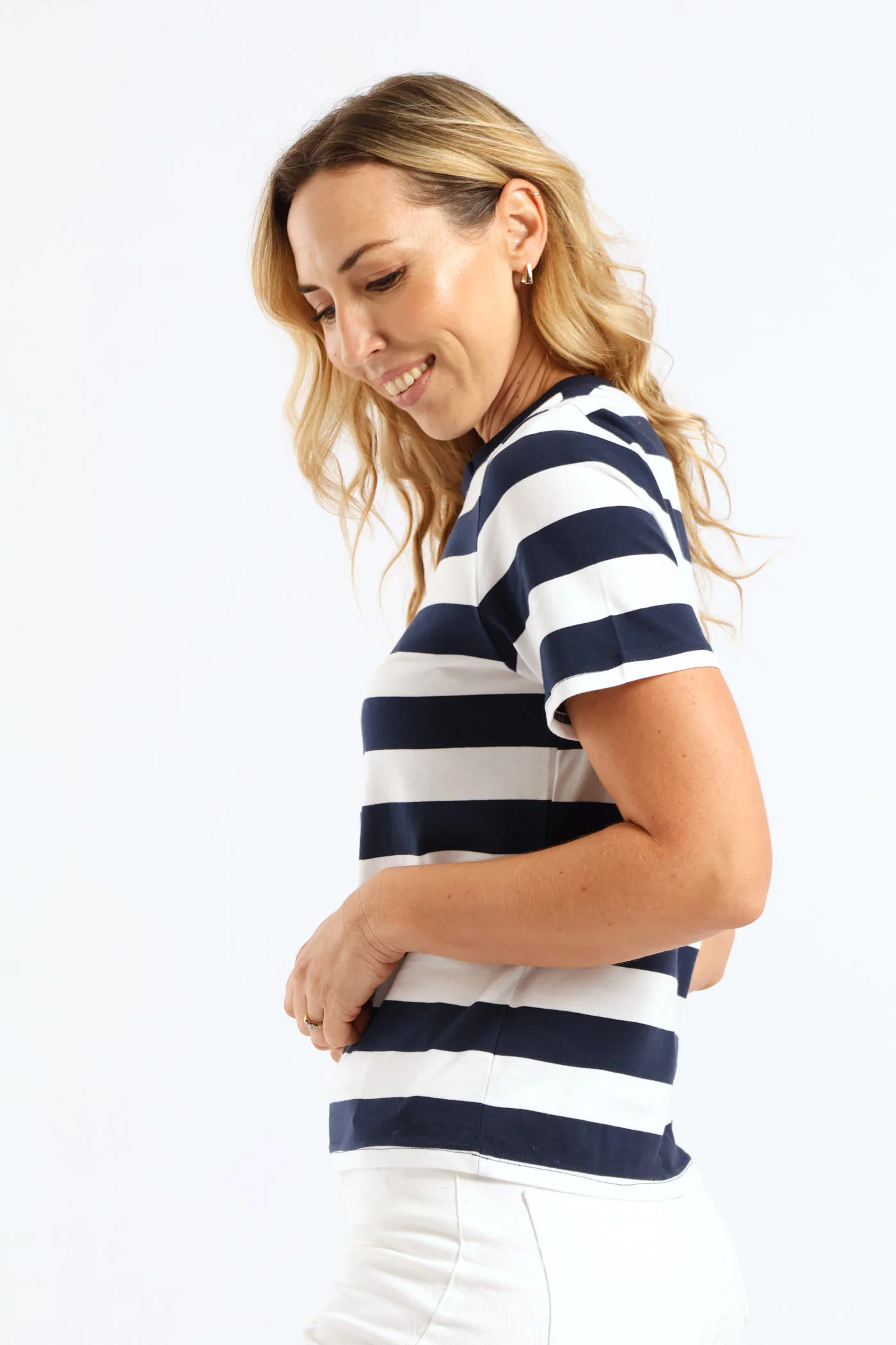 Bold Stripe Boxy Tee - Navy/White - Image 3