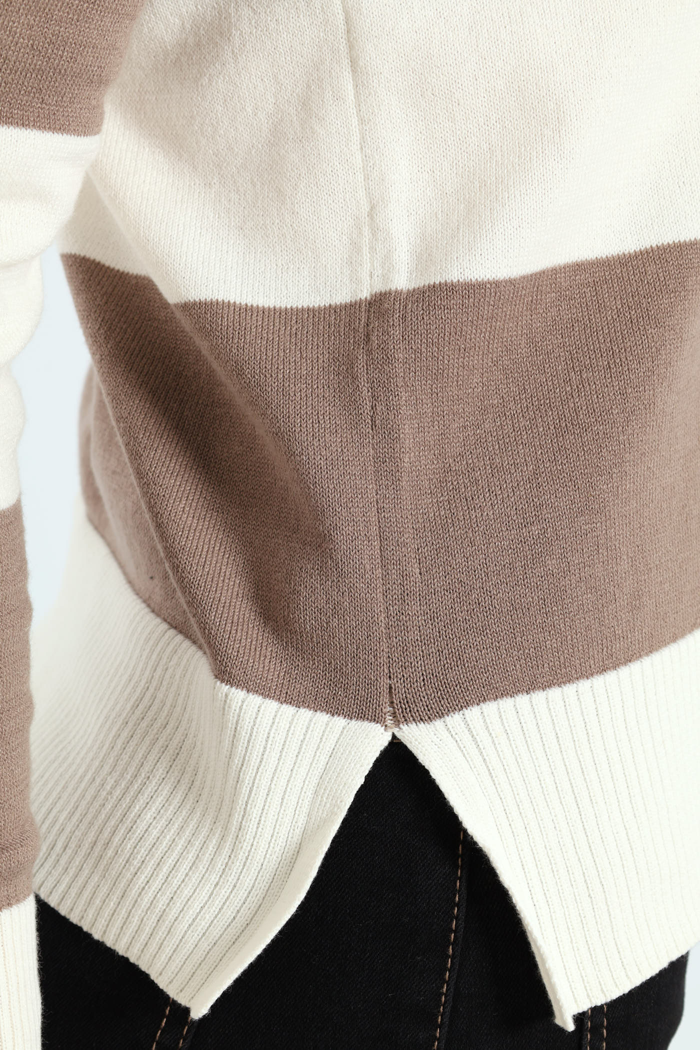 Bold Stripe Colourblock Pullover - Oatmeal/Taupe/Cream - Image 5