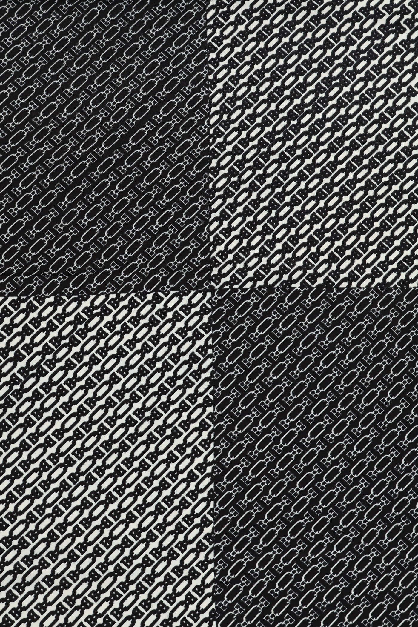 Border Chain Satin Feel Scarf - Black/White - Image 2