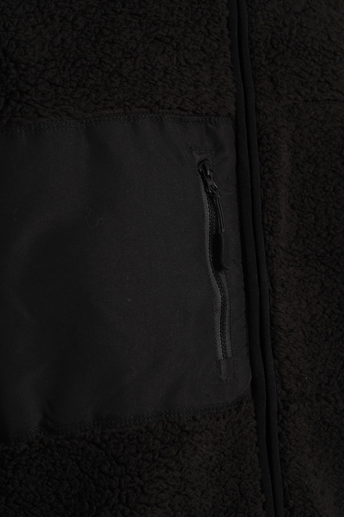 Borg Nylon Zip Through Jacket - Black - Image 5