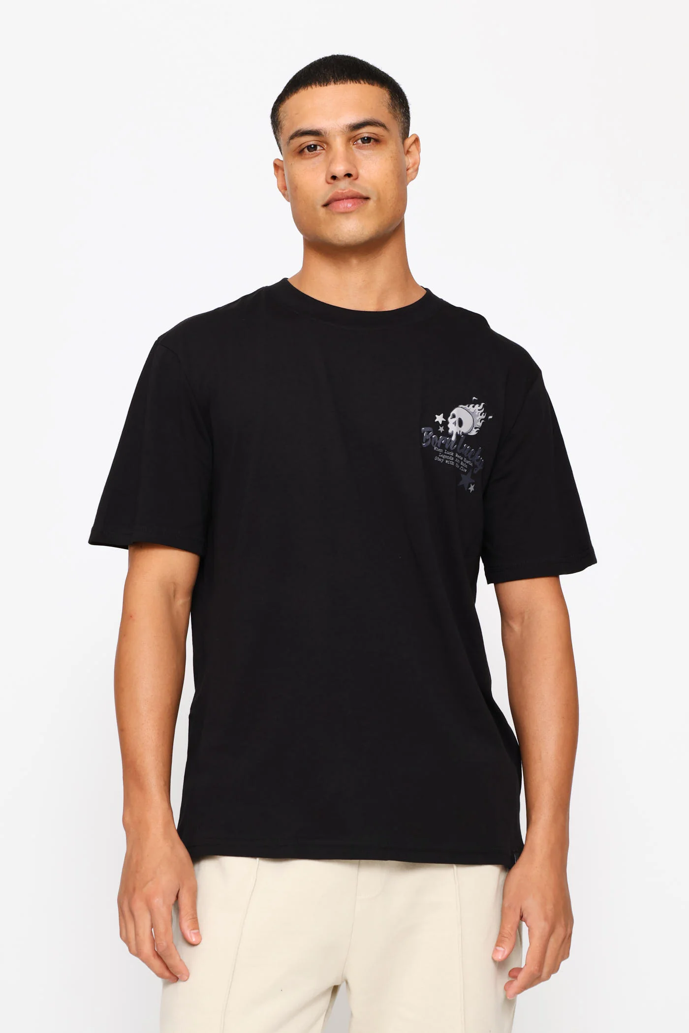 Born Lucky Front & Back Tee - Black - Image 3