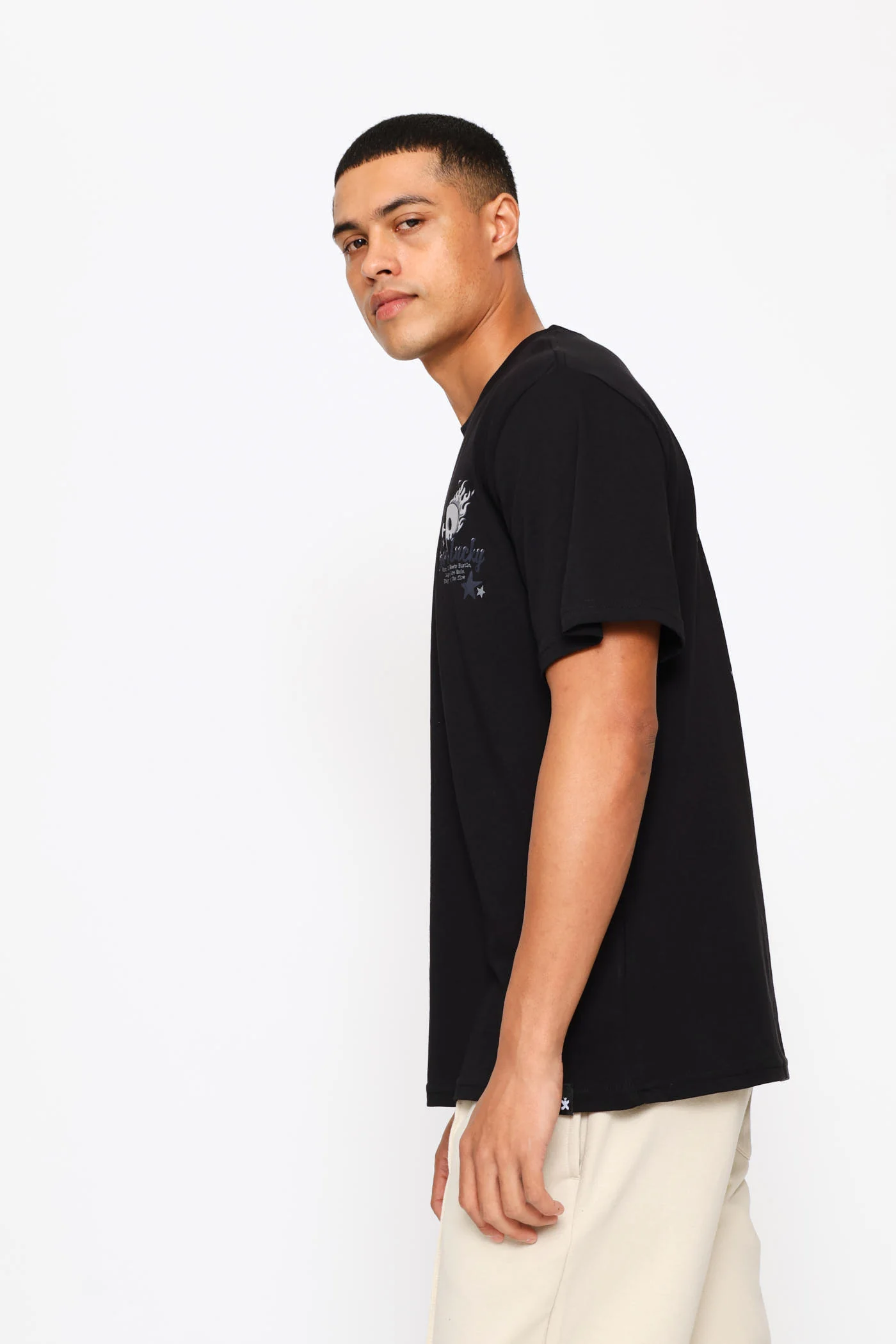 Born Lucky Front & Back Tee - Black - Image 4