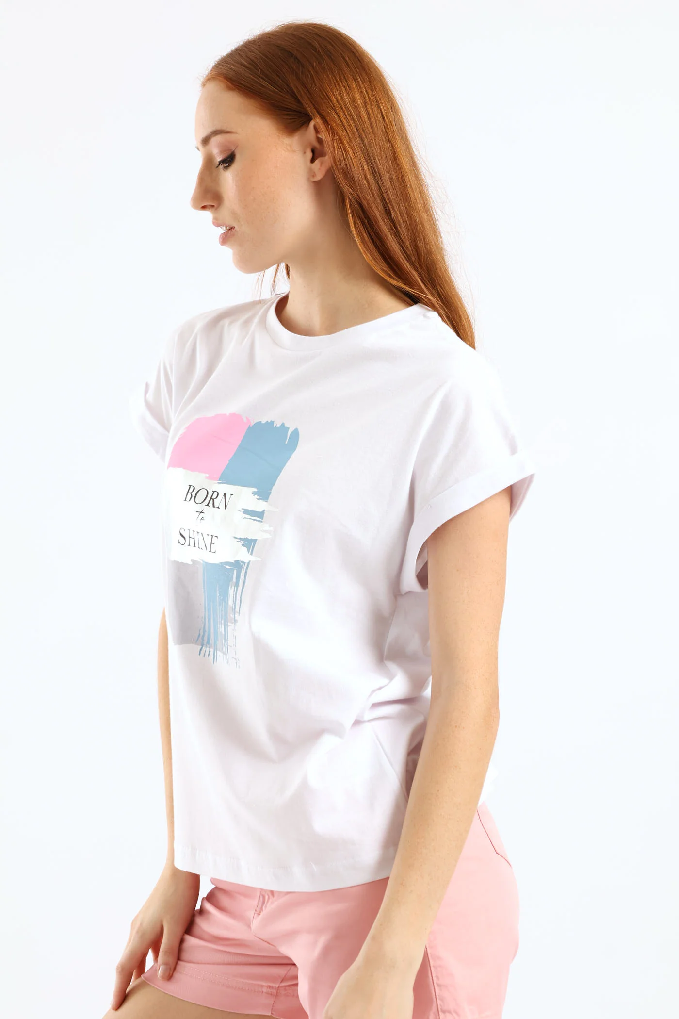 Born To Shine Foil Muscle Tee - White - Image 3