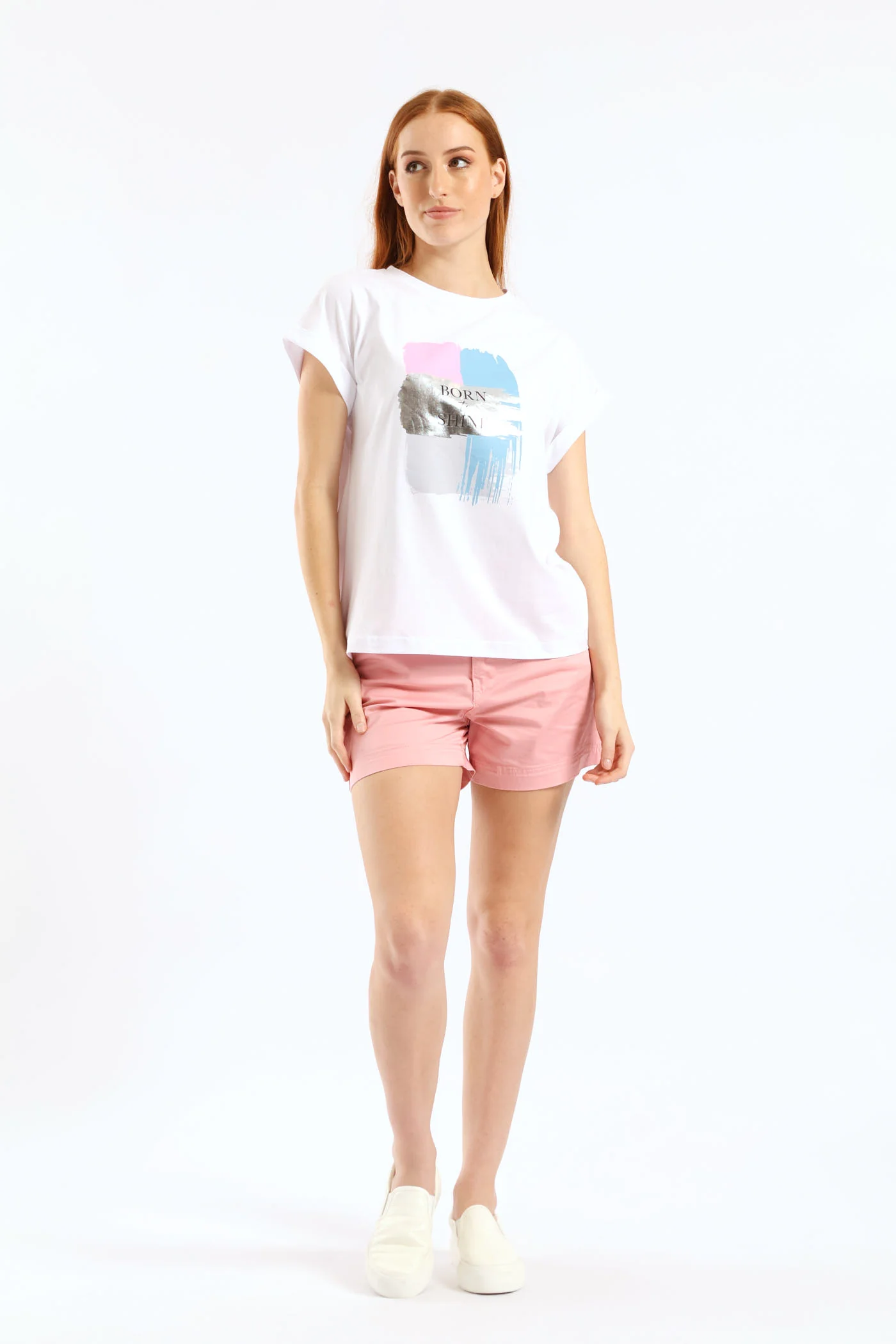 Born To Shine Foil Muscle Tee - White - Image 6