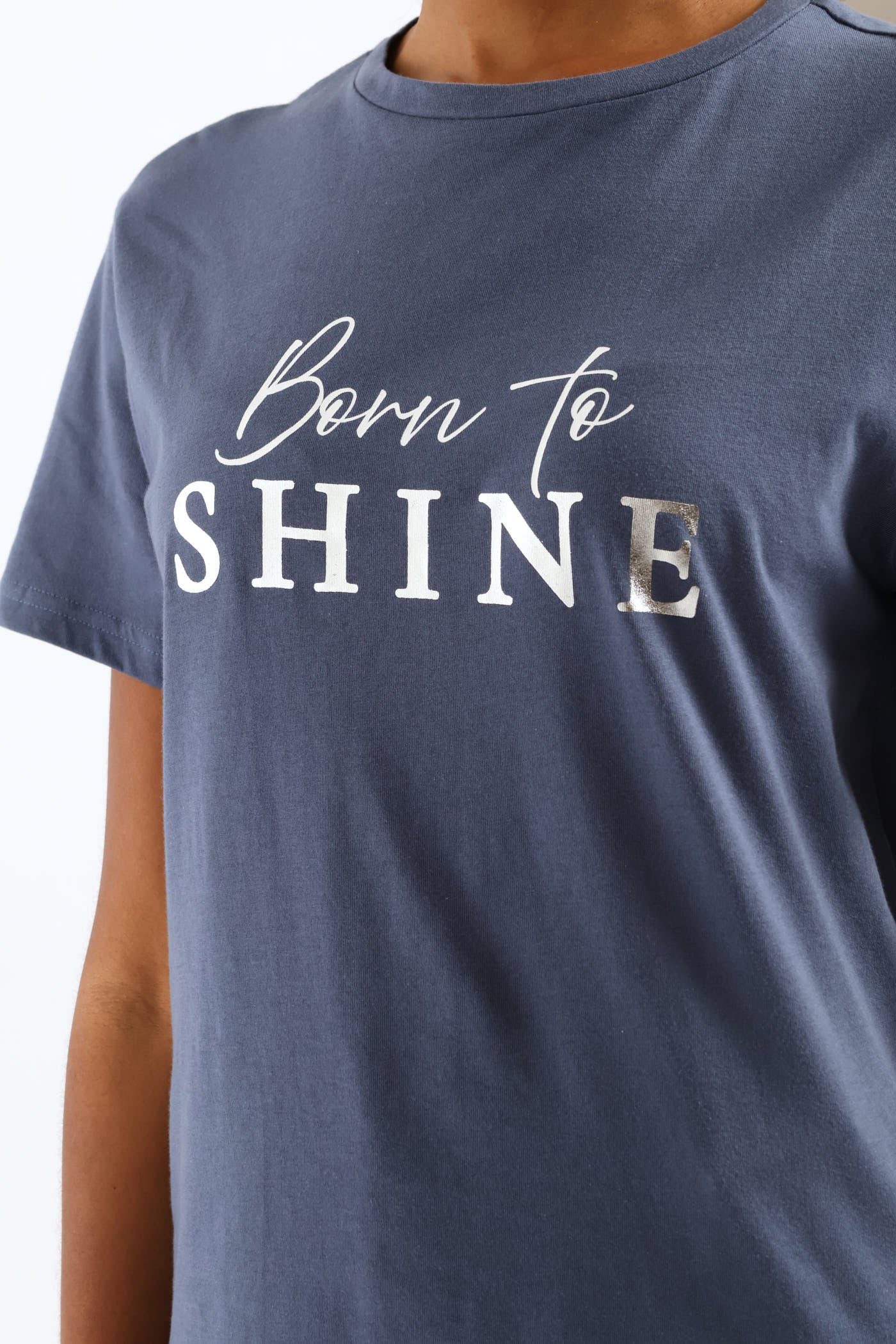 Born To Shine Tee - Smokey Blue - Image 2