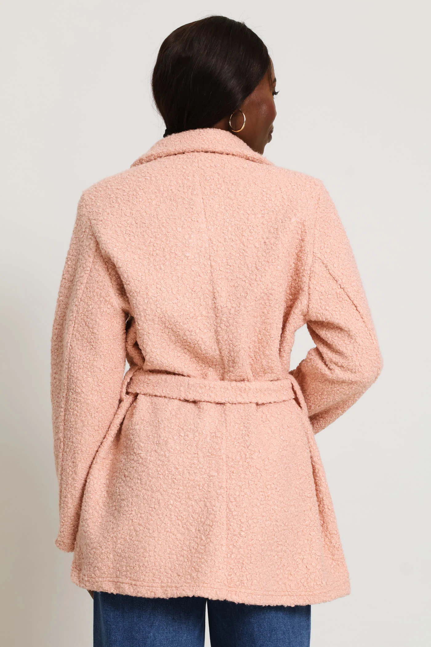 Boucle Belted Utility Shacket - Dusty Rose - Image 6