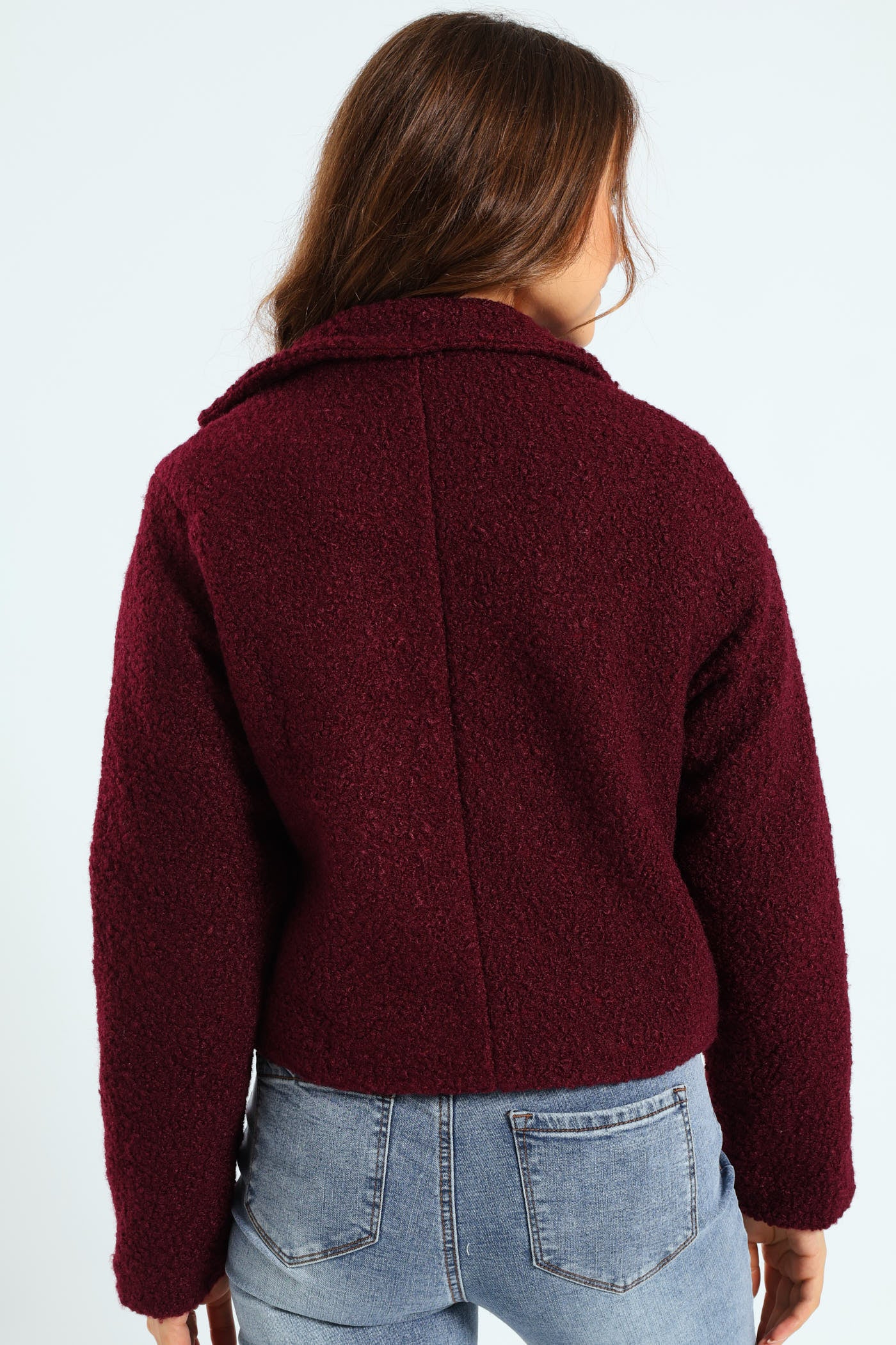Boucle Biker Jacket - Plum Noir - Image 5