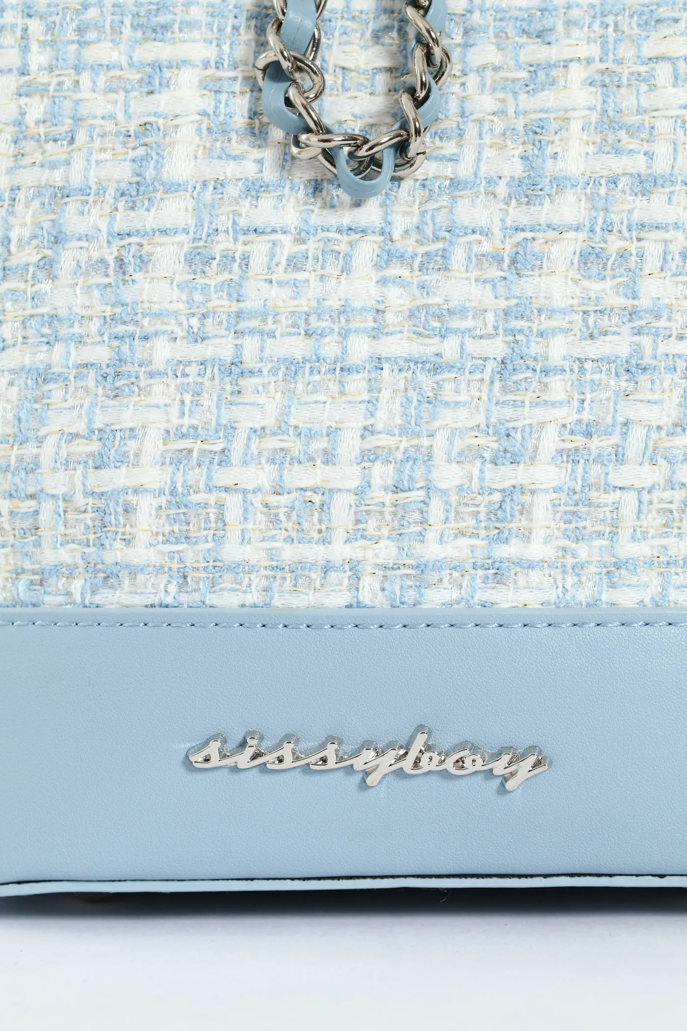 Boucle Drawstring Bucket Bag - Blue - Image 6