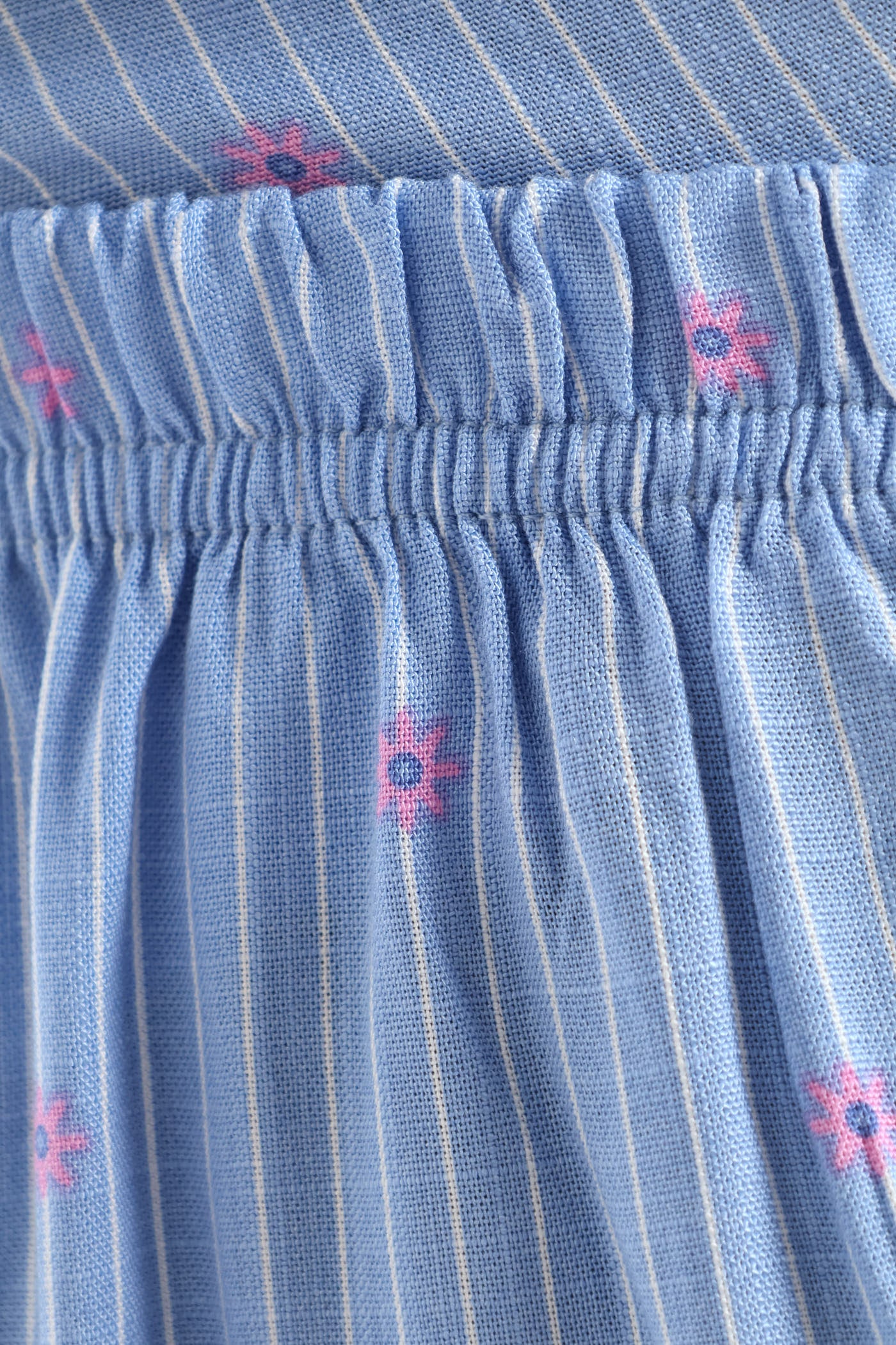 Bow Detail Button Through Linen Blend Set - Blue - Image 6