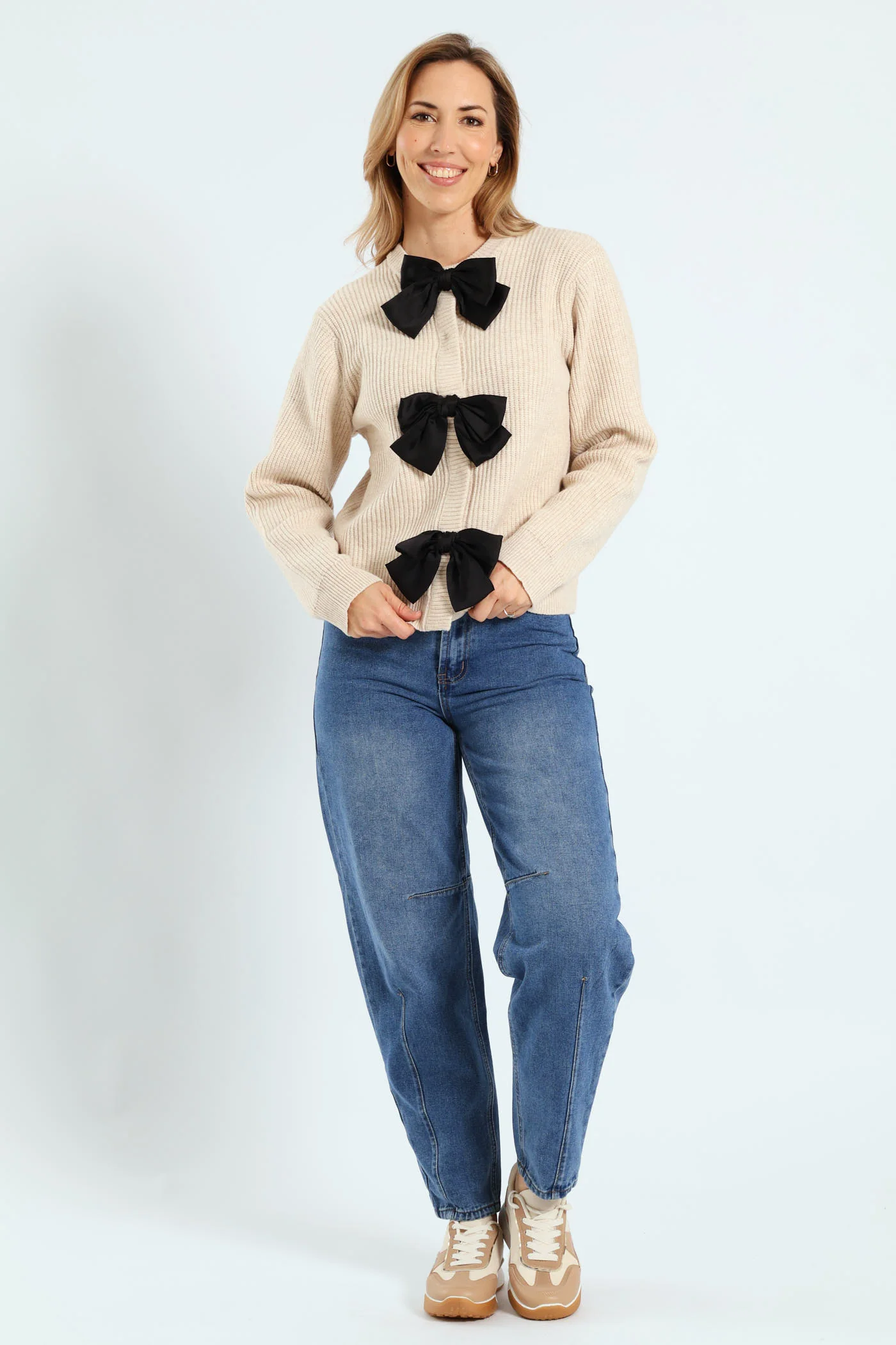 Bow Detail Cardigan - Cream - Image 4